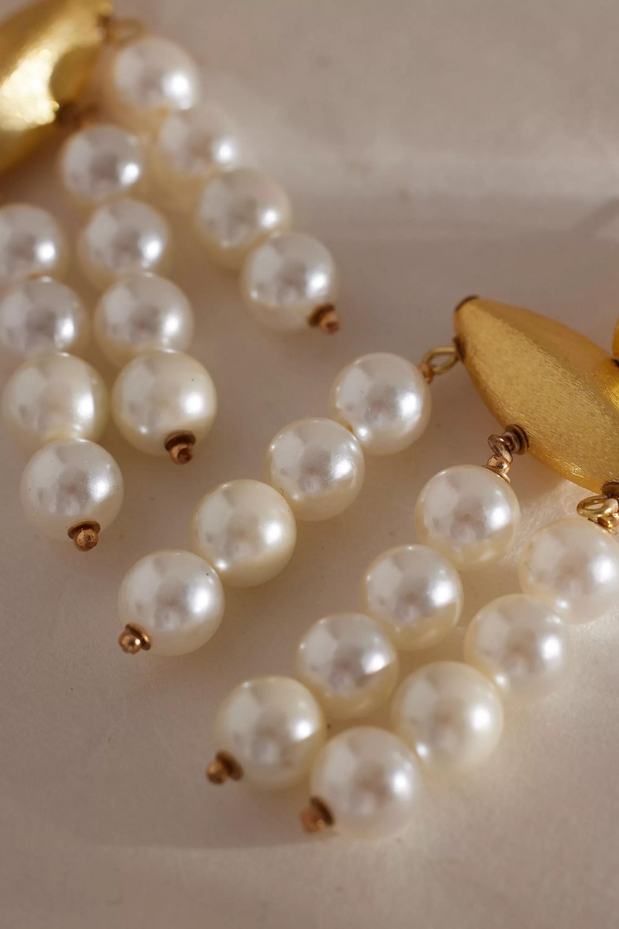 Chunky Pearl-Drop Chandelier Earrings, Pearl, A501_0017, large image number 2