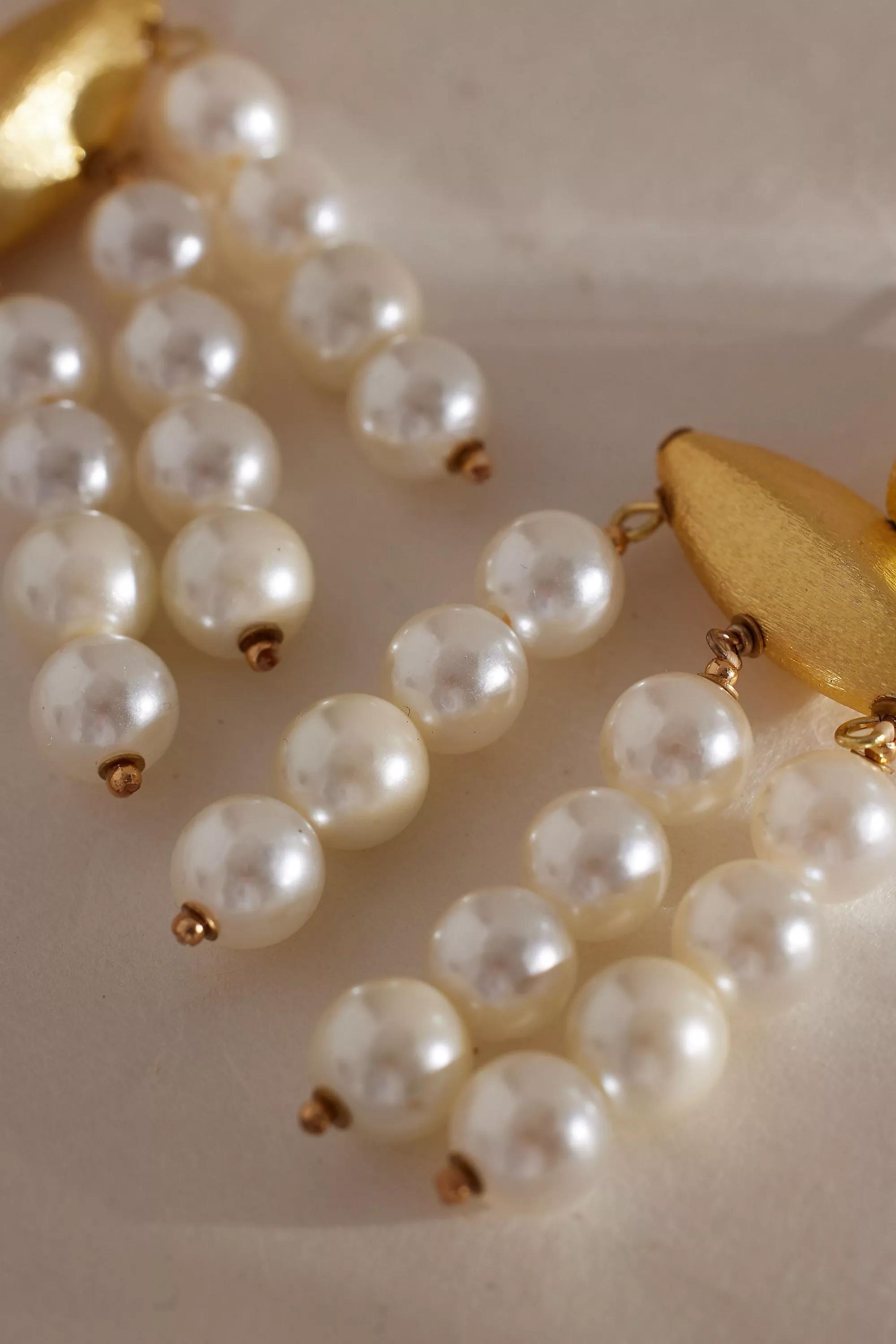 Anthropologie - Chunky Pearl-Drop Chandelier Earrings, Pearl