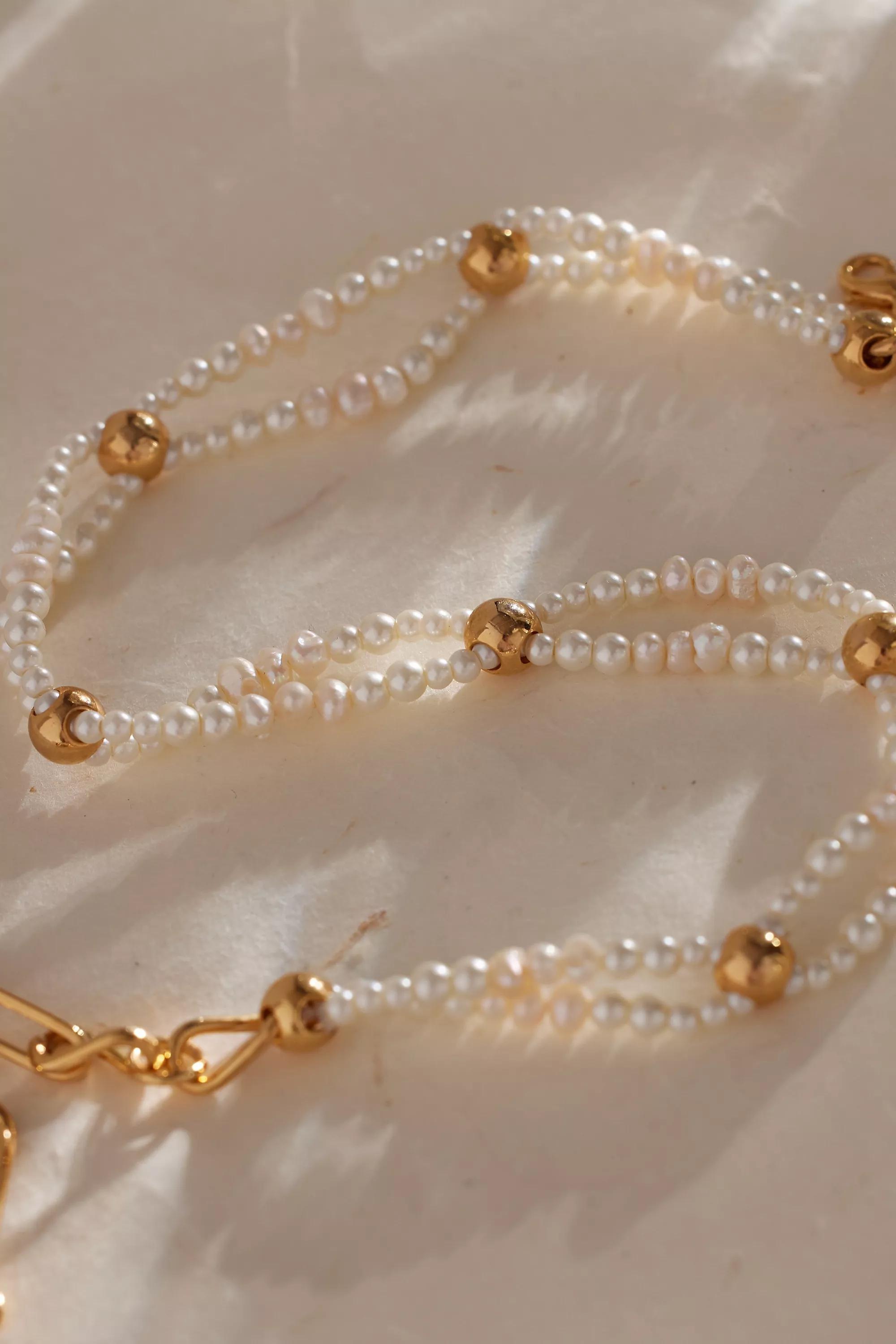 Double-Strand Beaded Pearl Choker Necklace, Pearl, , large image number 3