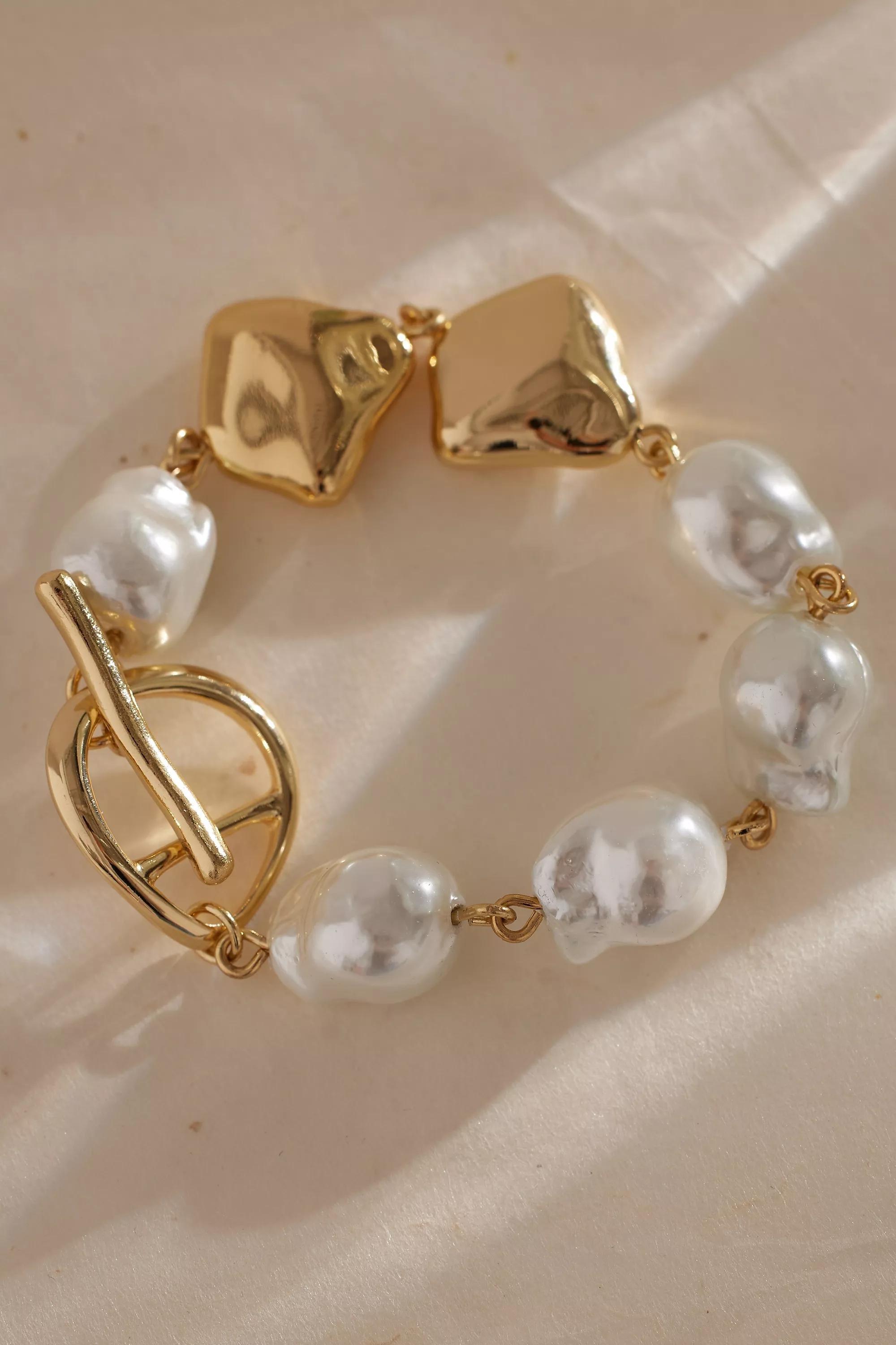 Molten Pearl Toggle Bracelet, Pearl, , large image number 0
