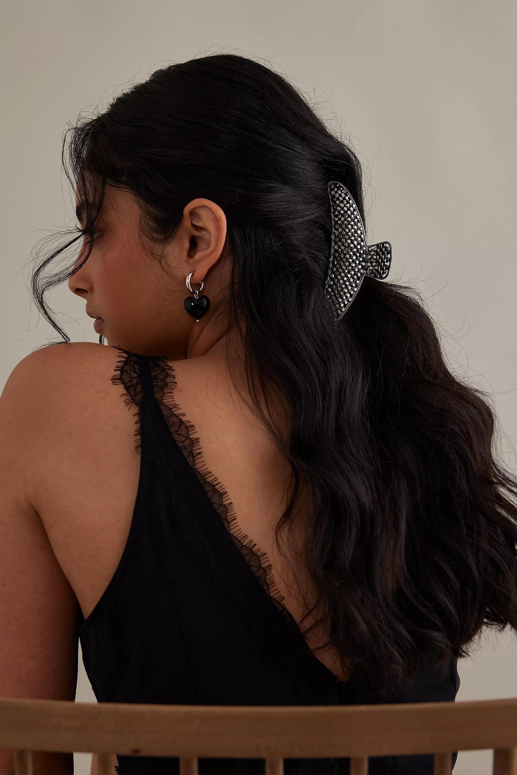 Sparkle Hair Clip, Black, A501_0001, large image number 0