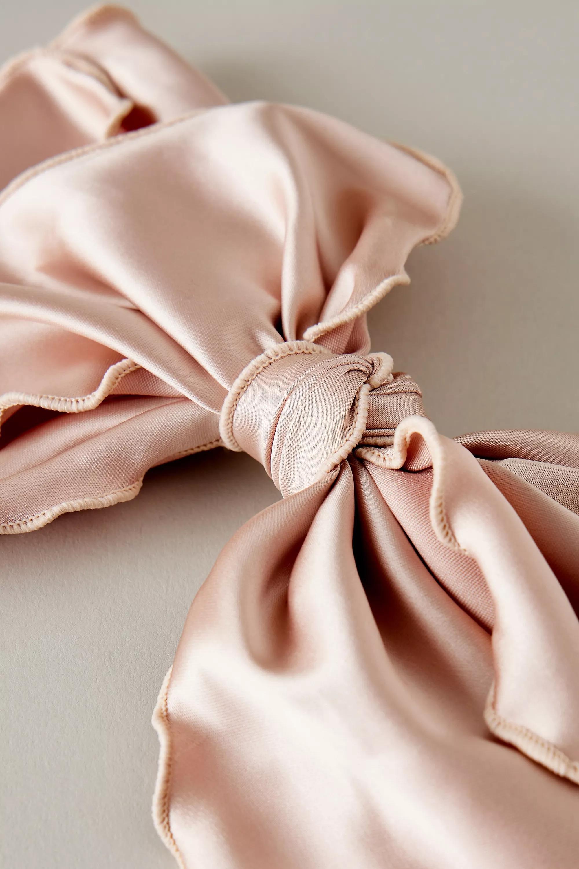 Silky Bow Barrette Hair Clip, Ivory, A501_0211, large image number 1