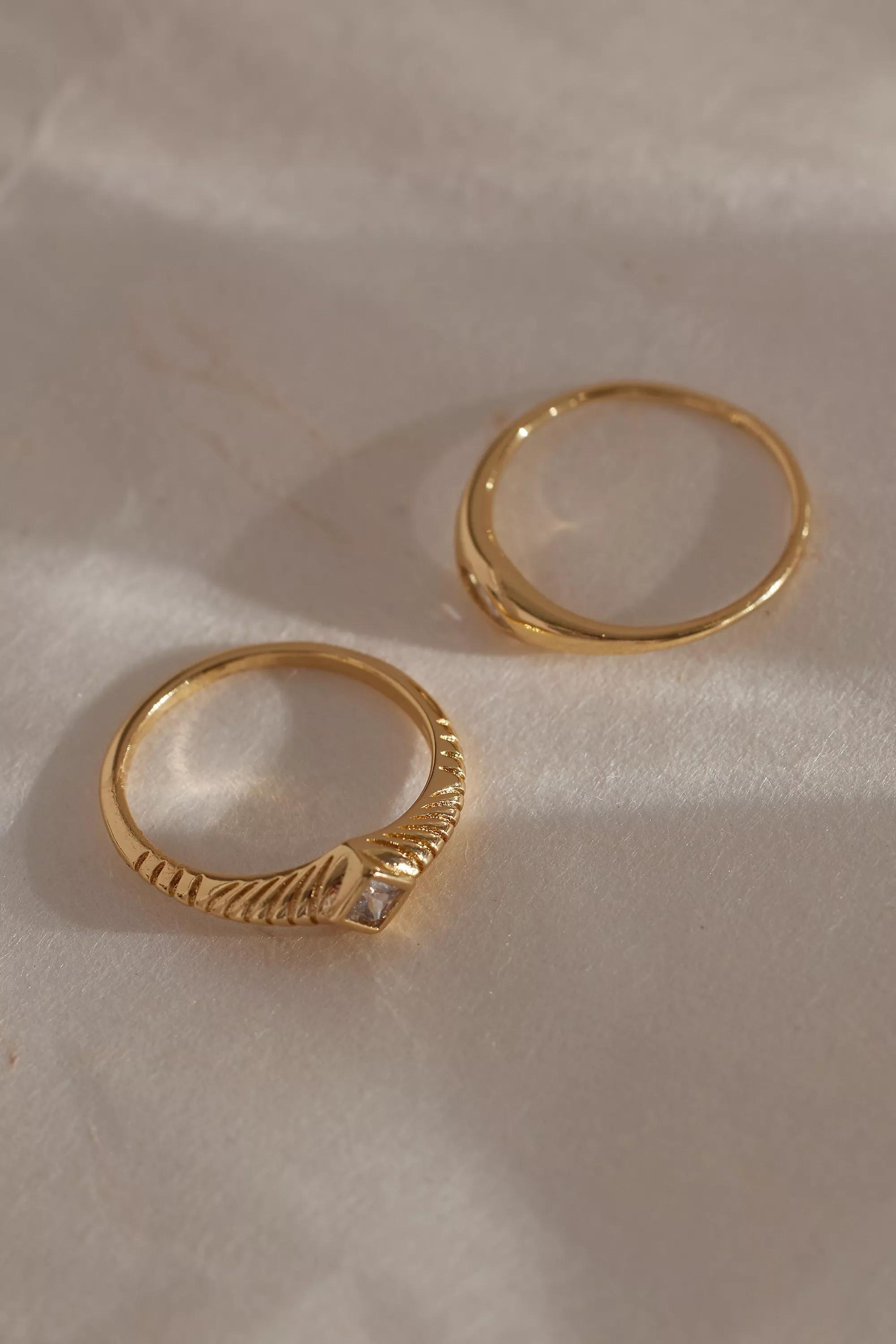 Vintage Crystal Rings, Set Of 2, Gold, , large image number 0