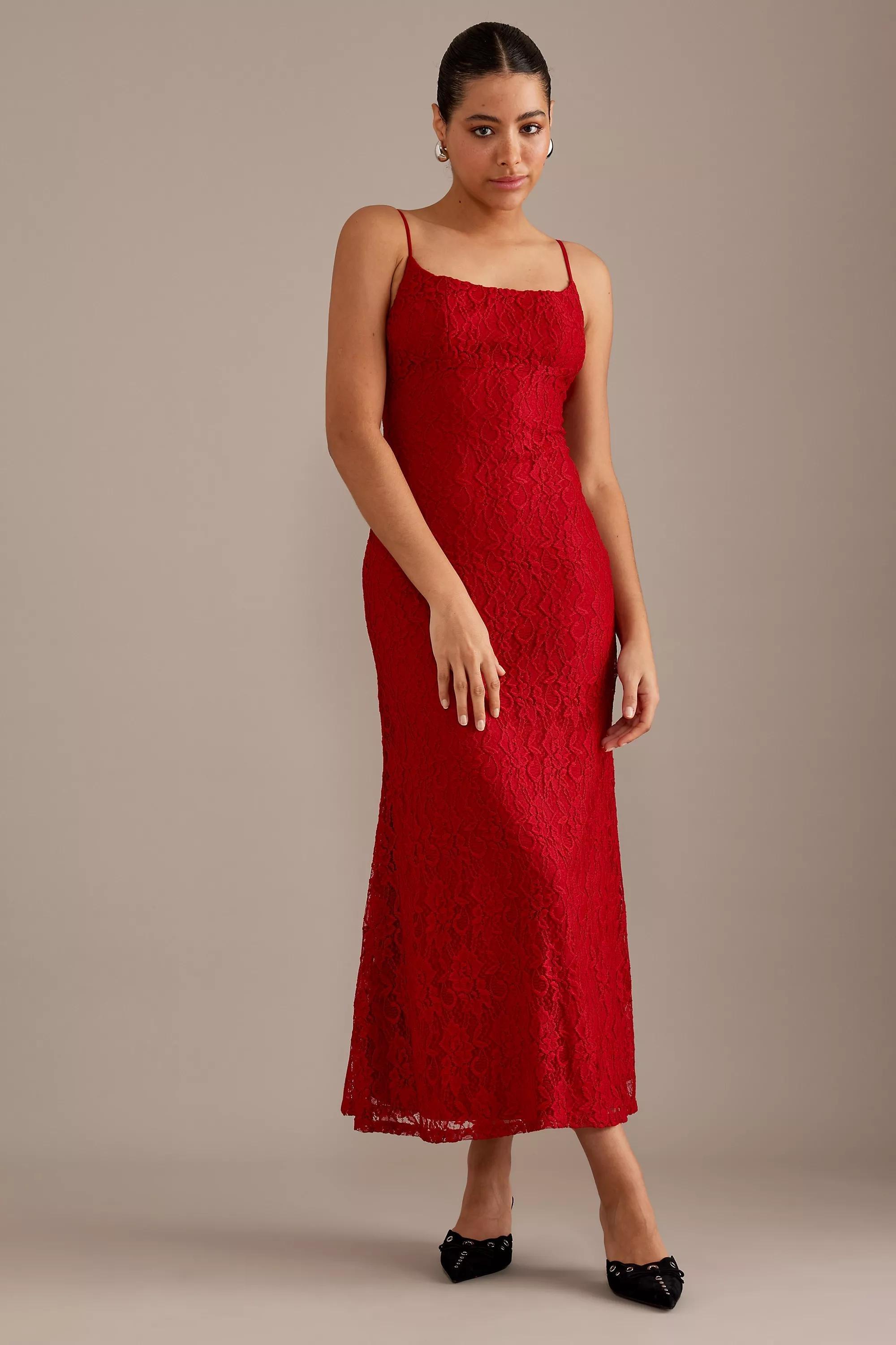 Bardot Ruby Lace Midi Dress, Red, , large image number 0