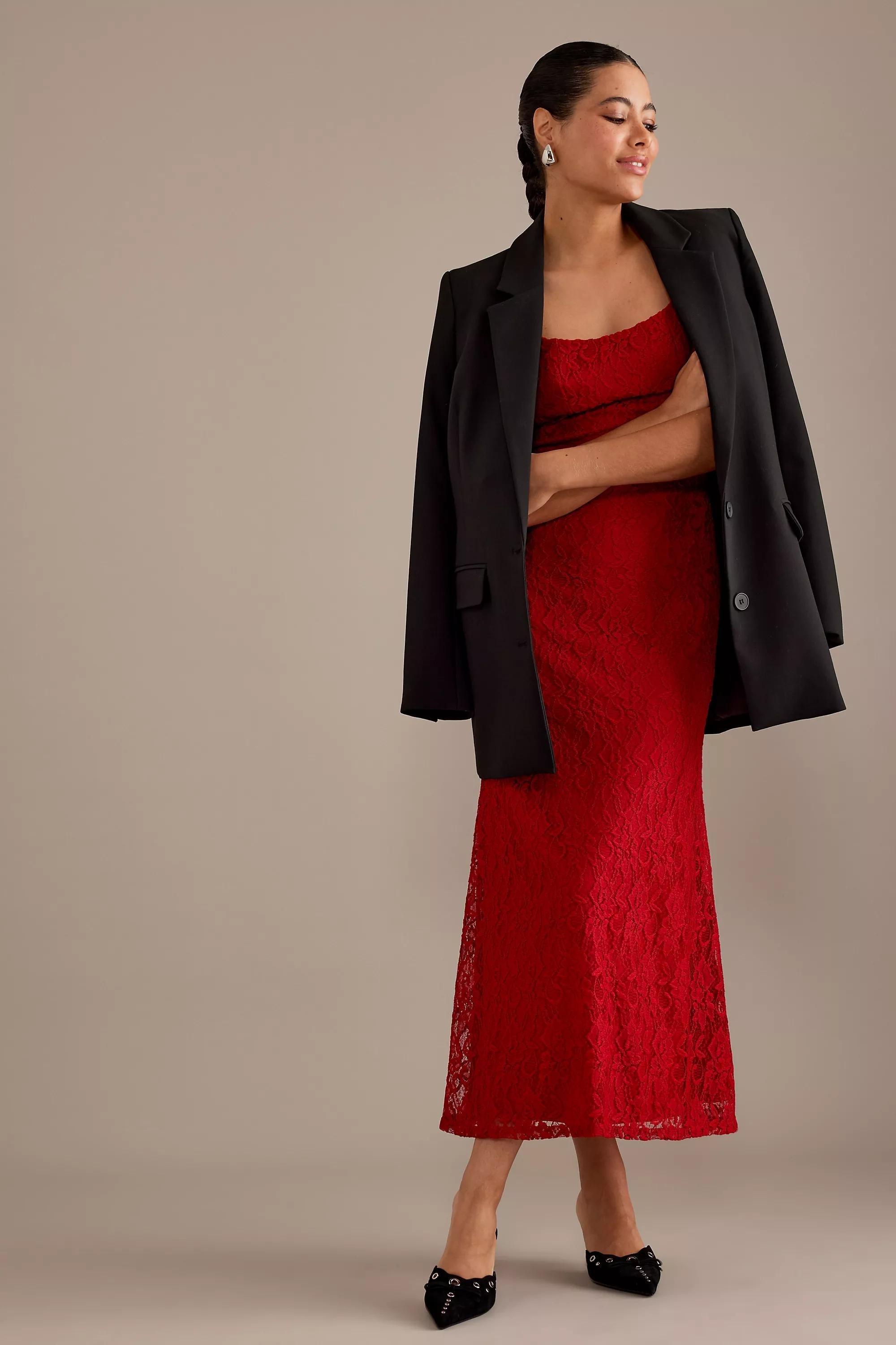 Bardot Ruby Lace Midi Dress, Red, , large image number 3