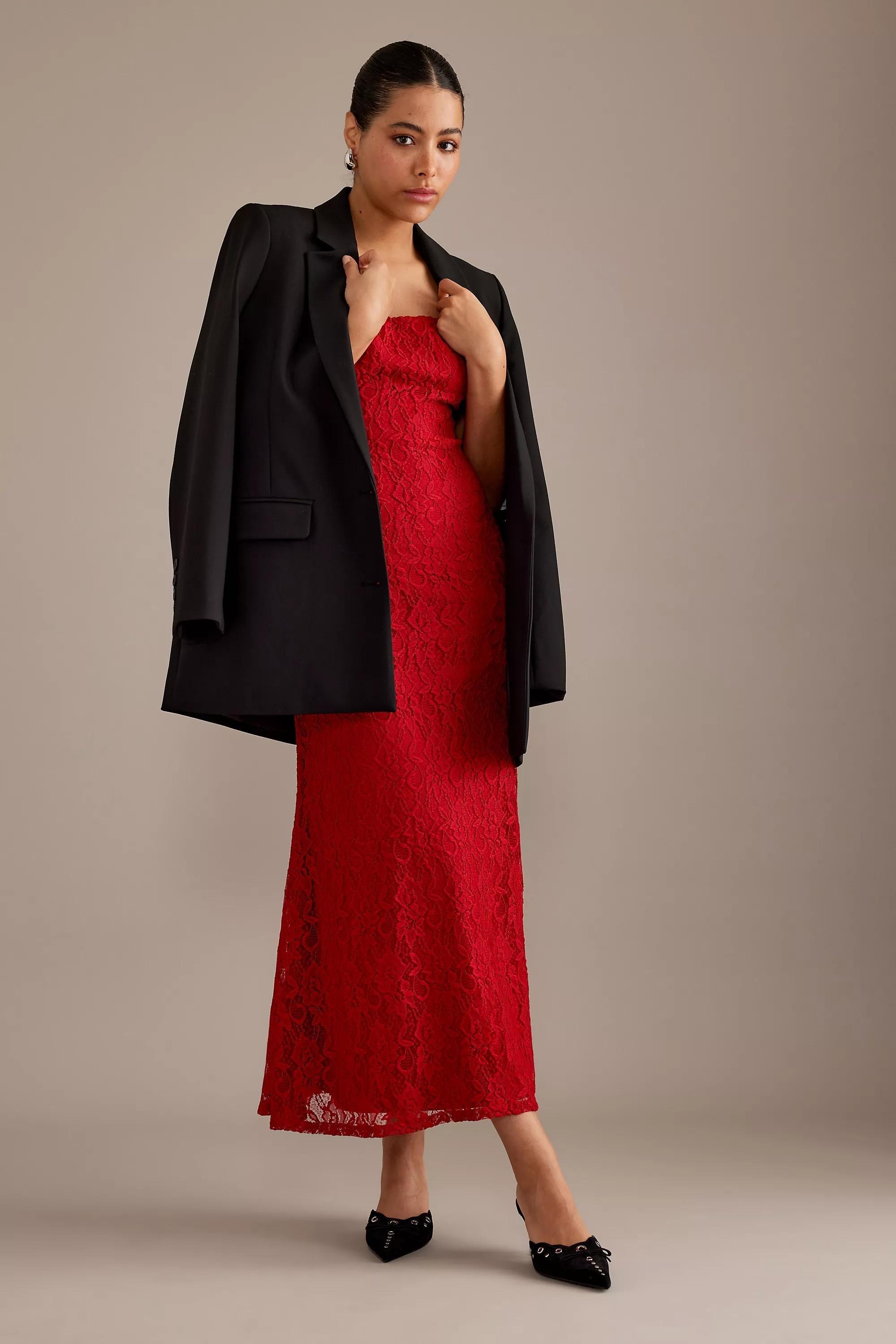 Bardot Ruby Lace Midi Dress, Red, , large image number 5
