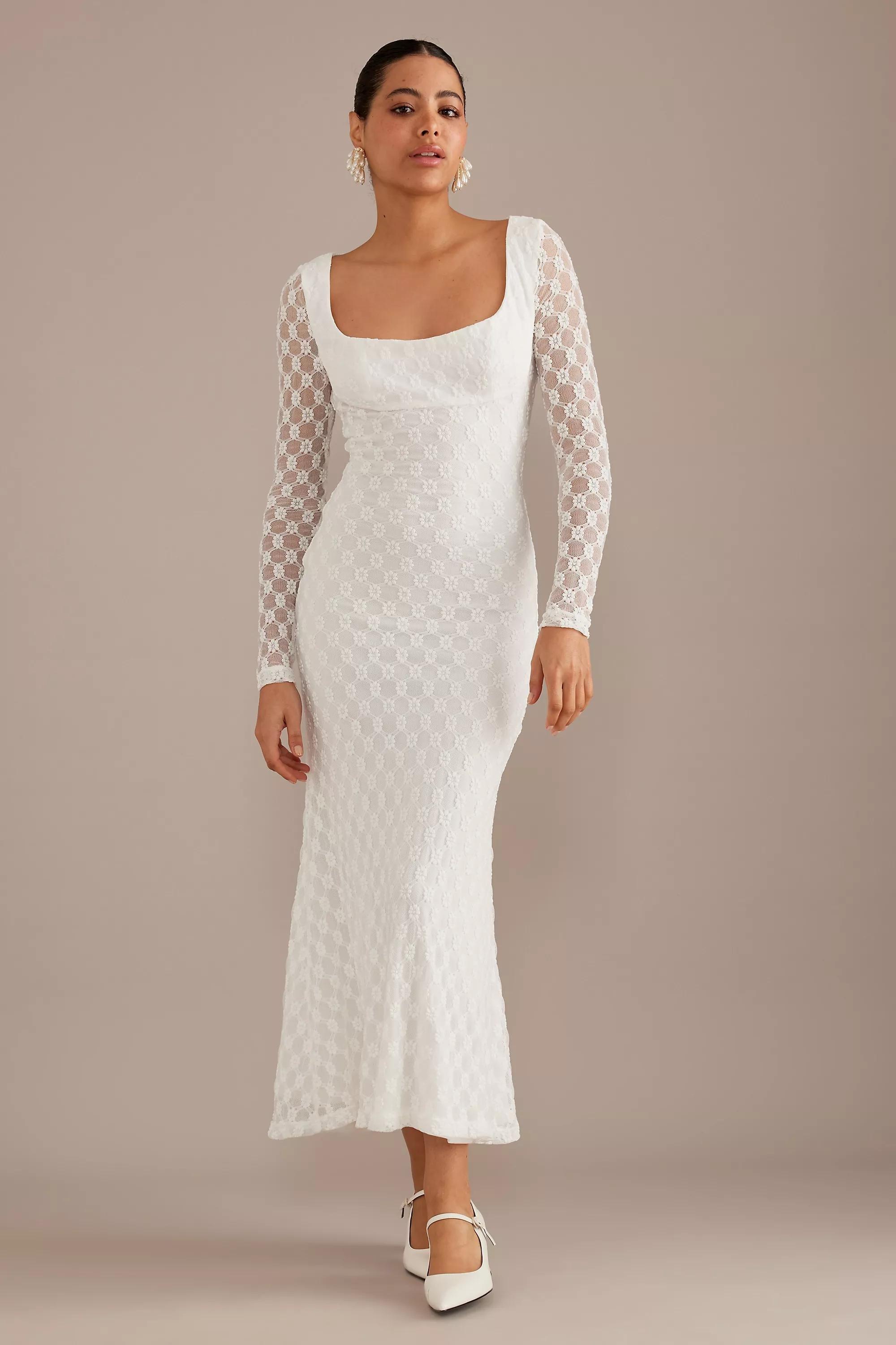 Bardot Adoni Long-Sleeve Lace Midi Dress, White, , large image number 0