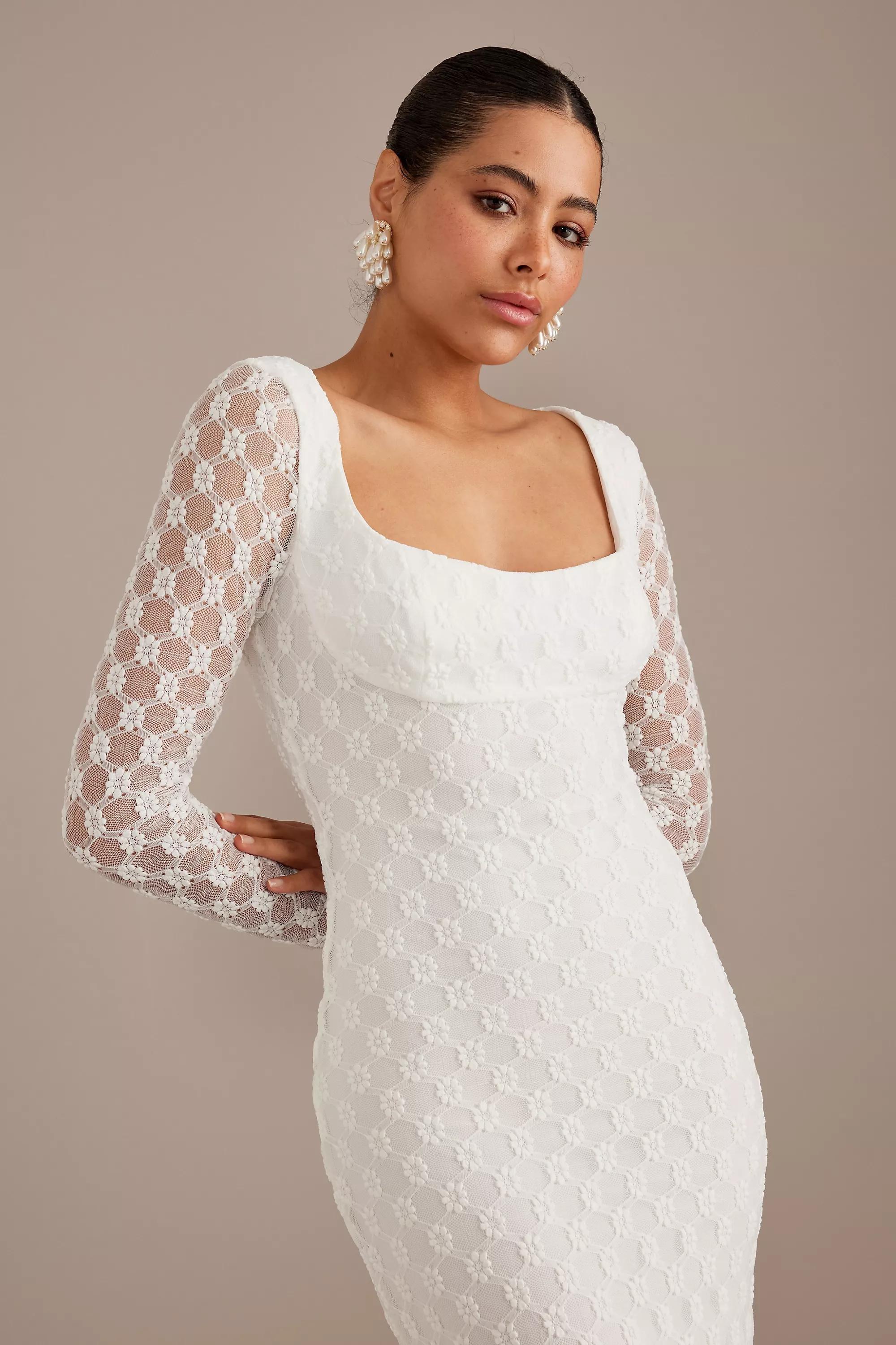 Bardot Adoni Long-Sleeve Lace Midi Dress, White, , large image number 1