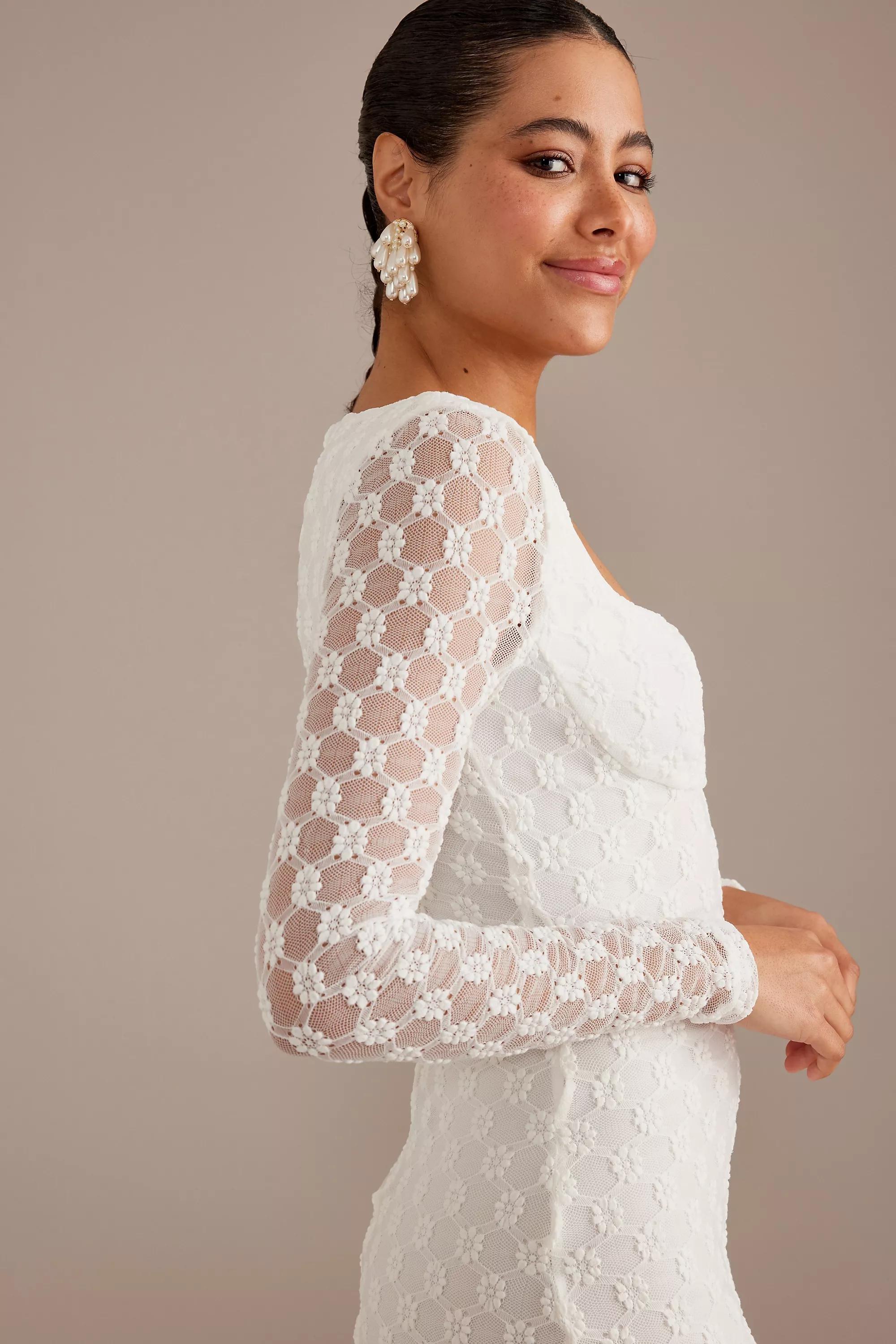 Bardot Adoni Long-Sleeve Lace Midi Dress, White, , large image number 4