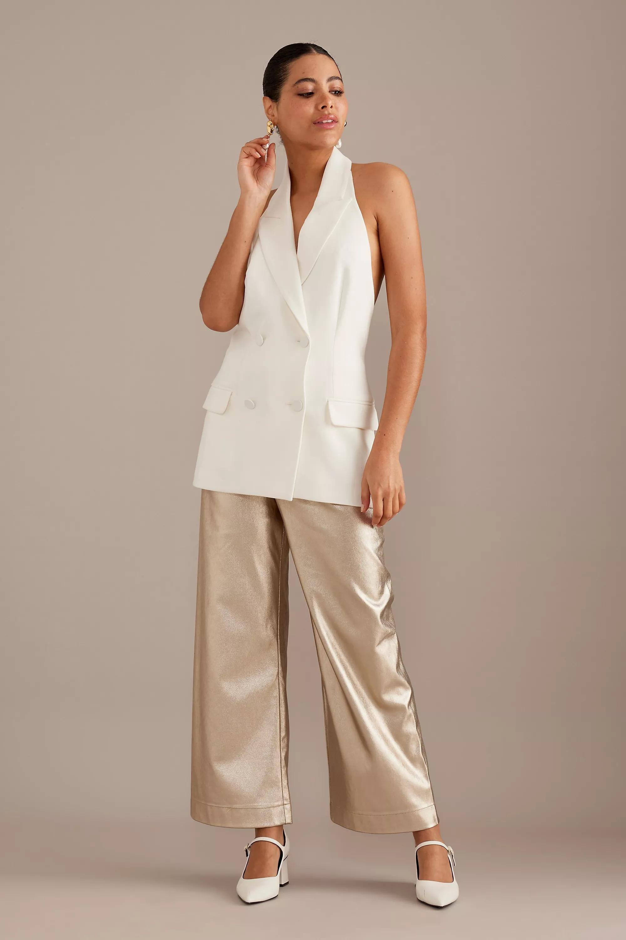 Baredot Sleeveless Halter Blazer Top, White, , large image number 1