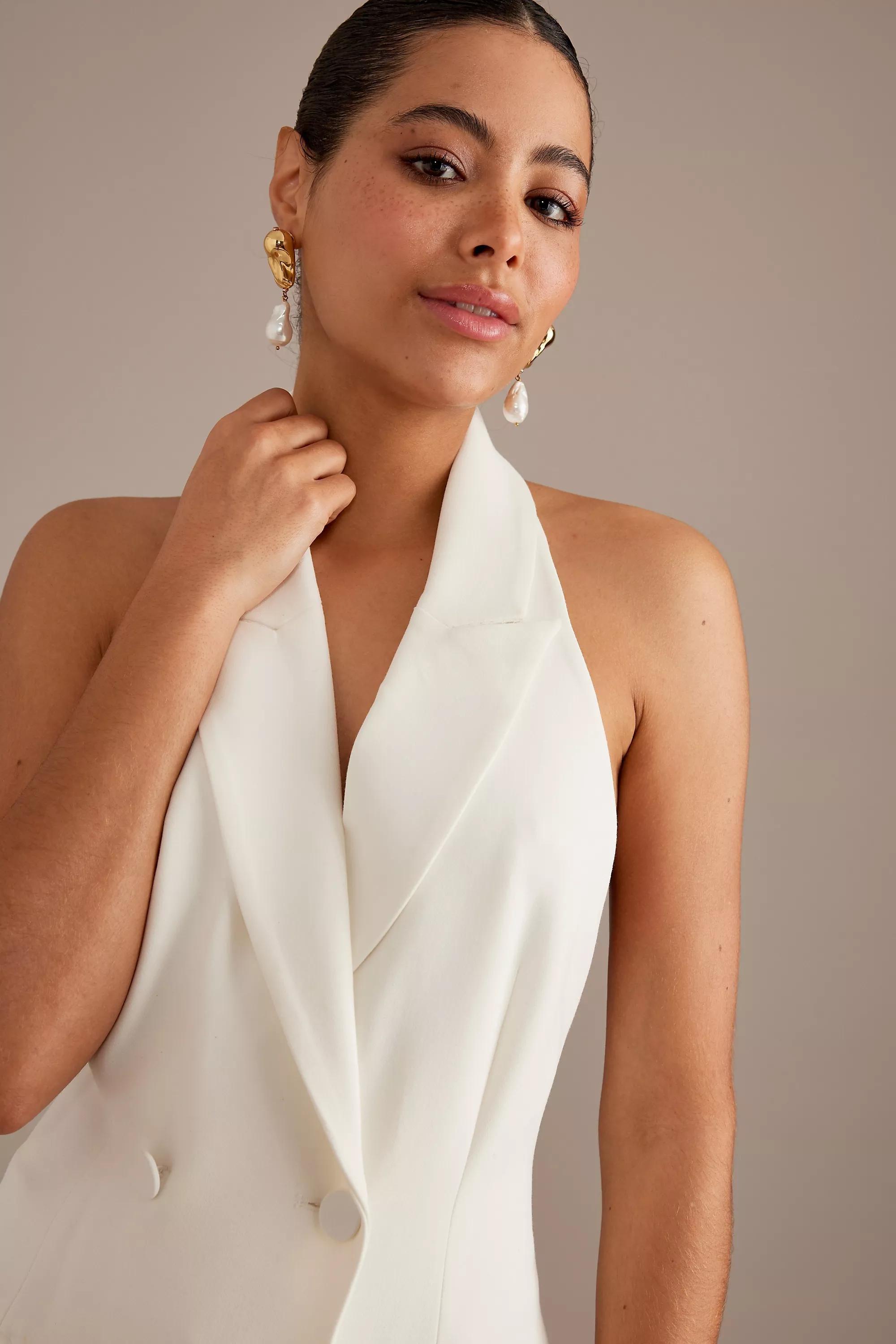 Baredot Sleeveless Halter Blazer Top, White, , large image number 4