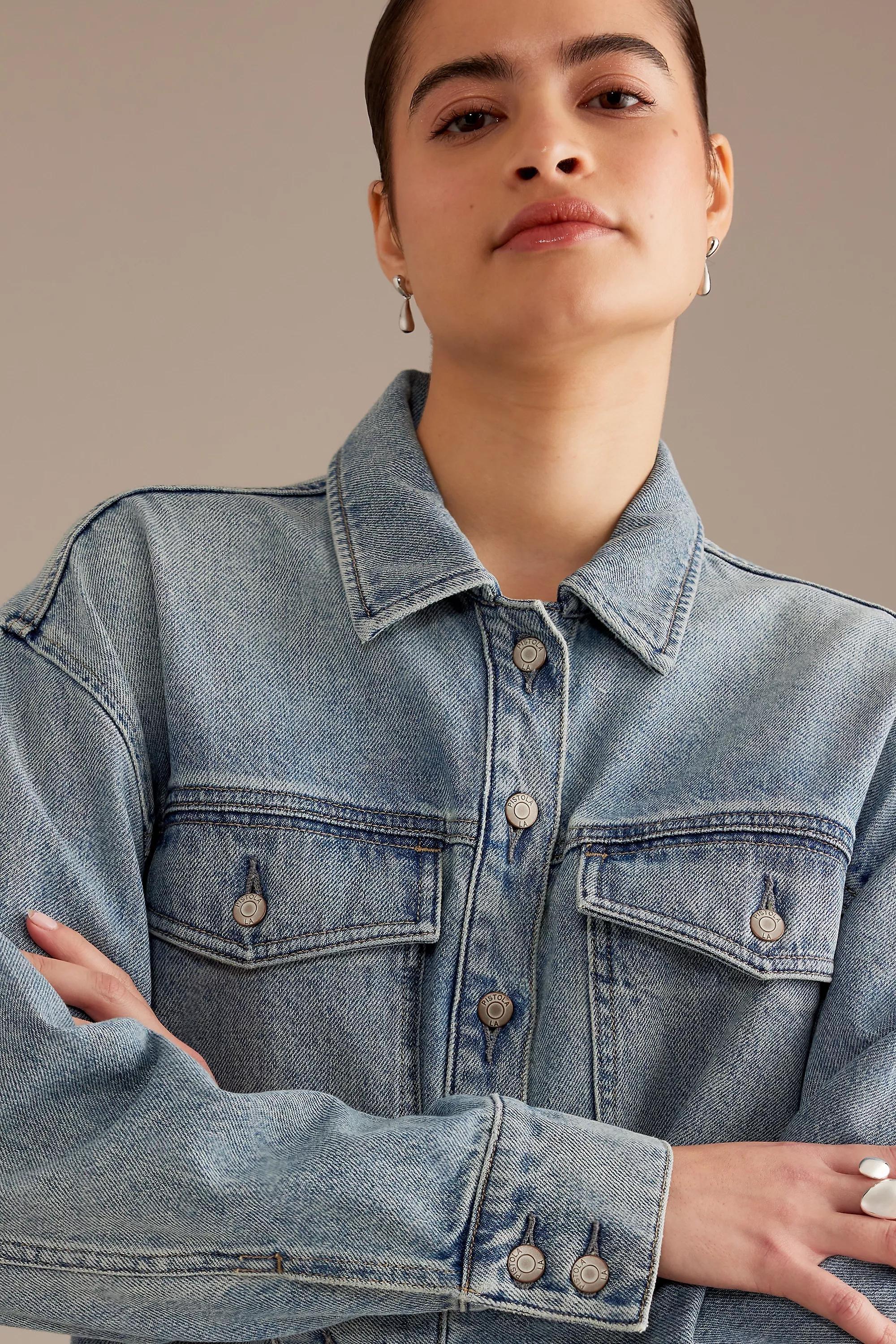 Pistola Mandy Cropped Denim Jacket, Blue, , large image number 3