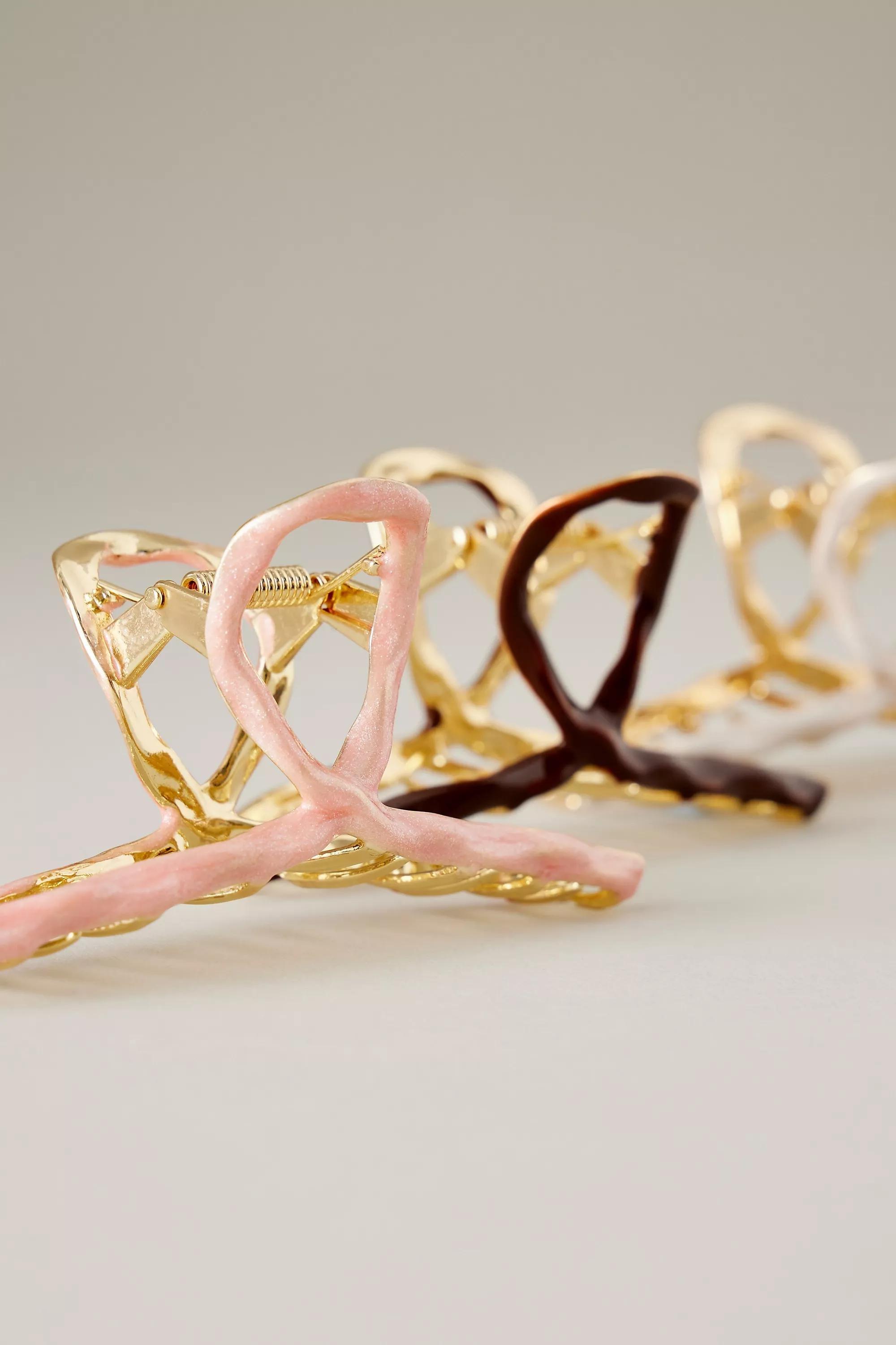 Metal Hair Claw Clips, Set Of 3, Multicolour, A501_0066, large image number 2