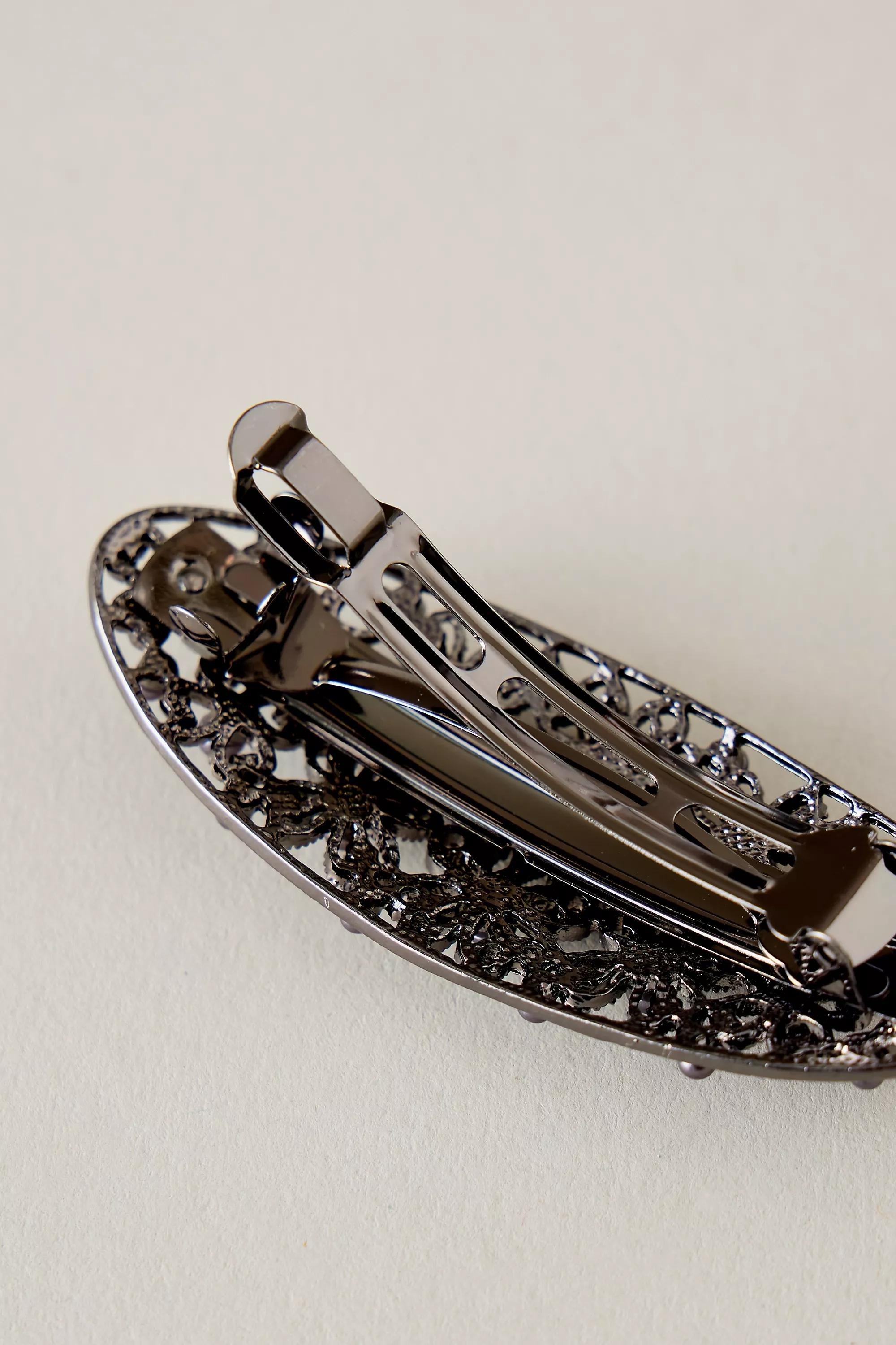 Uk Dark Prl Single Barette, Silver, A501_0007, large image number 2