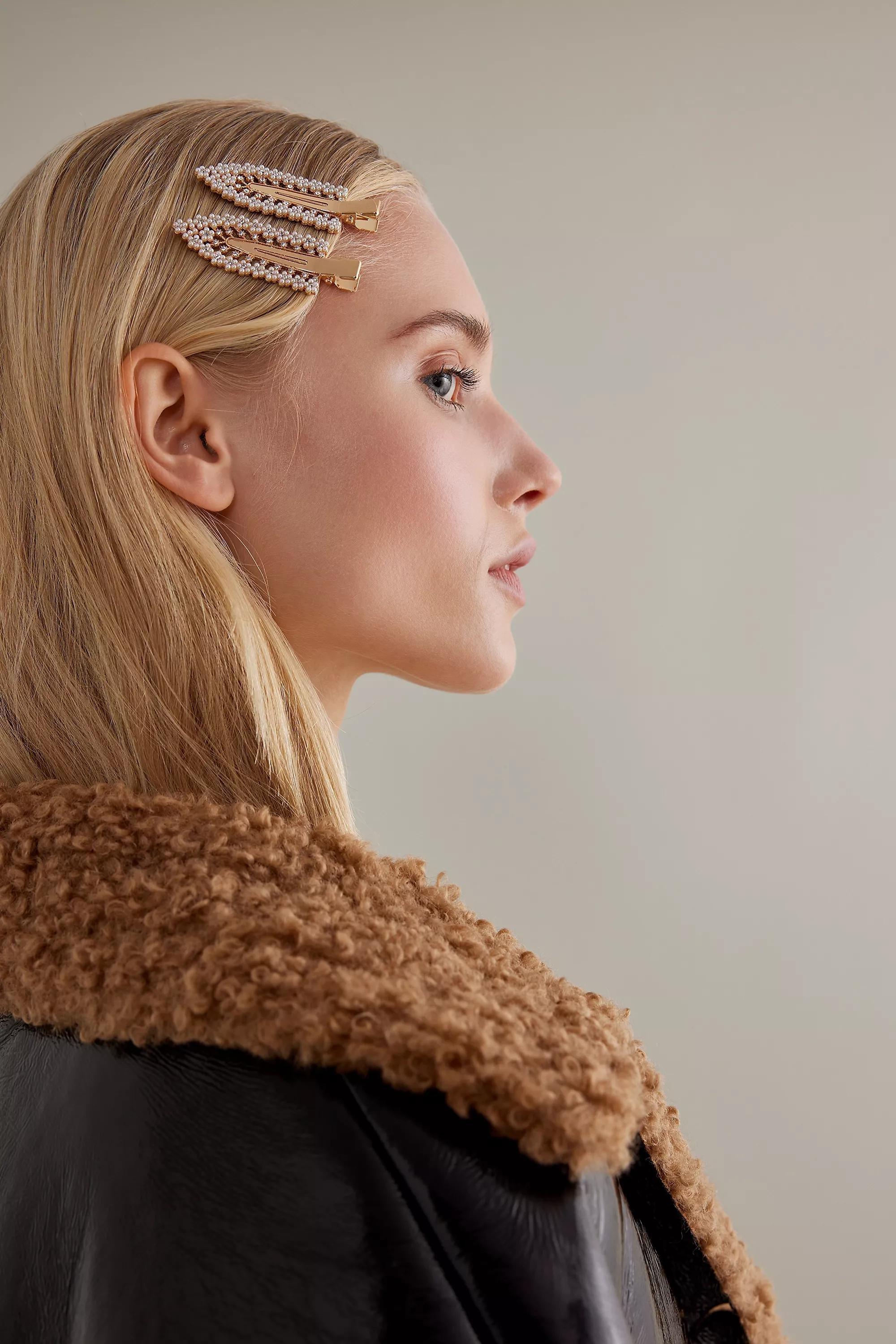 ASSORT Pearl Creaseless Hair Clips, Set of 2, , large image number 0