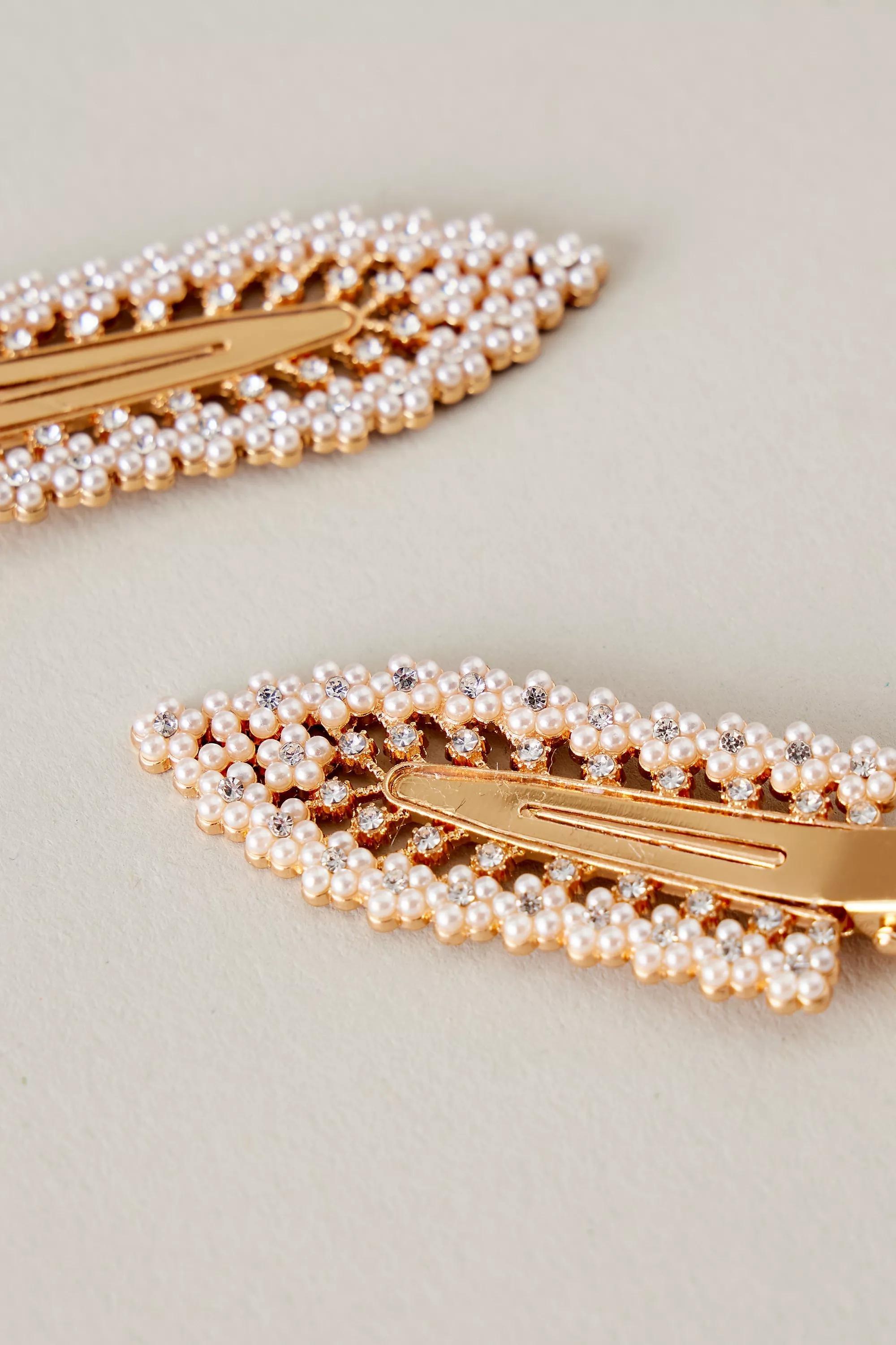 ASSORT Pearl Creaseless Hair Clips, Set of 2, , large image number 1