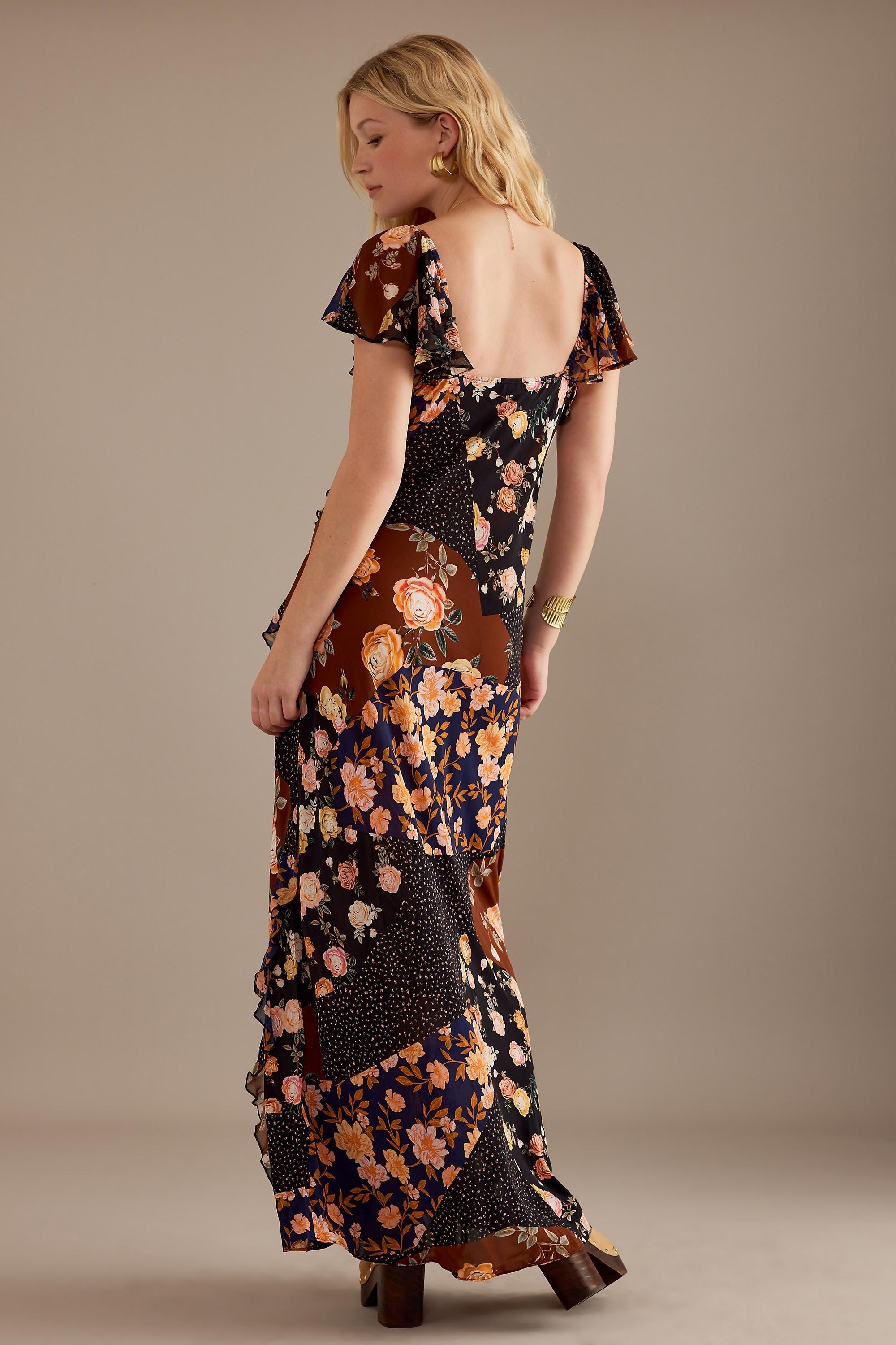 Anthropologie Dress Women Floral Maxi, Brown, , large image number 1