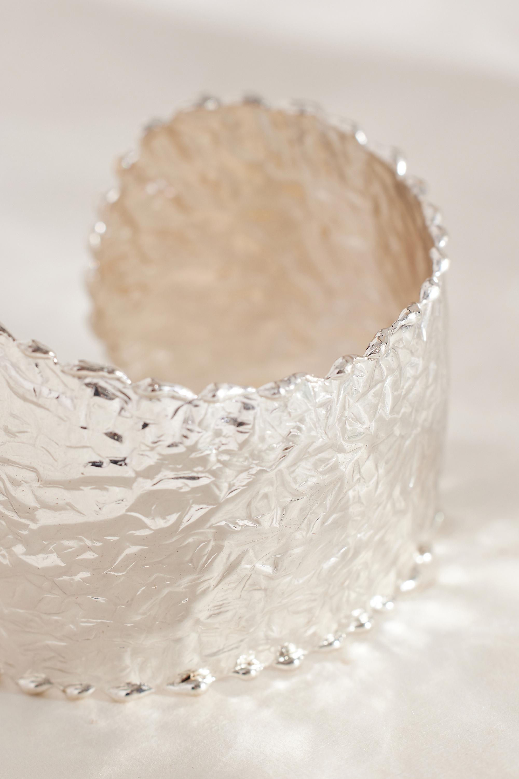 Textured Scallop Cuff Bracelet, Silver, A501_0007, medium