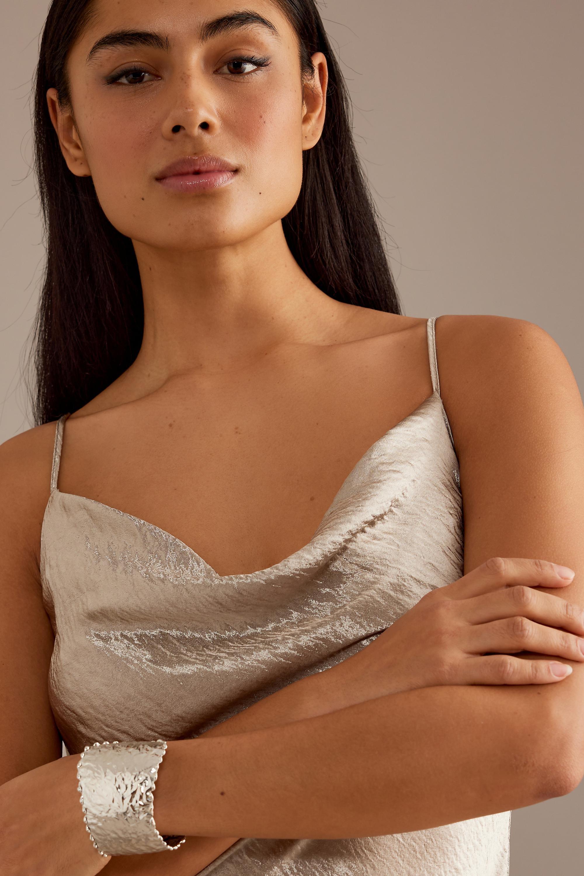 Textured Scallop Cuff Bracelet, Silver, A501_0007, medium