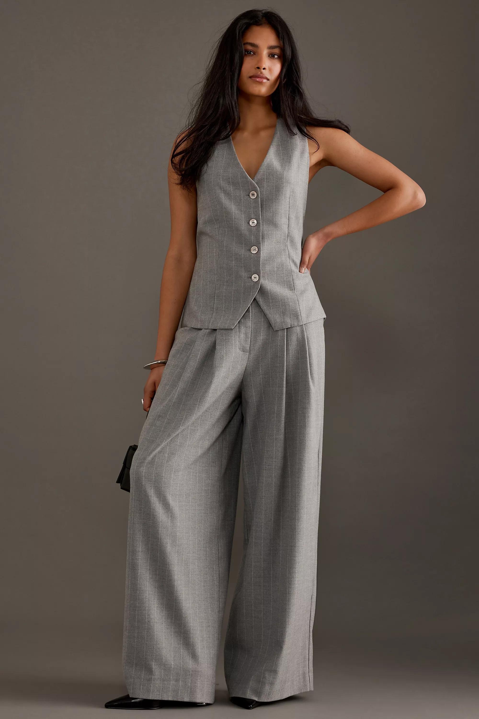 Luna Pinstripe Waistcoat, Grey, , large image number 3