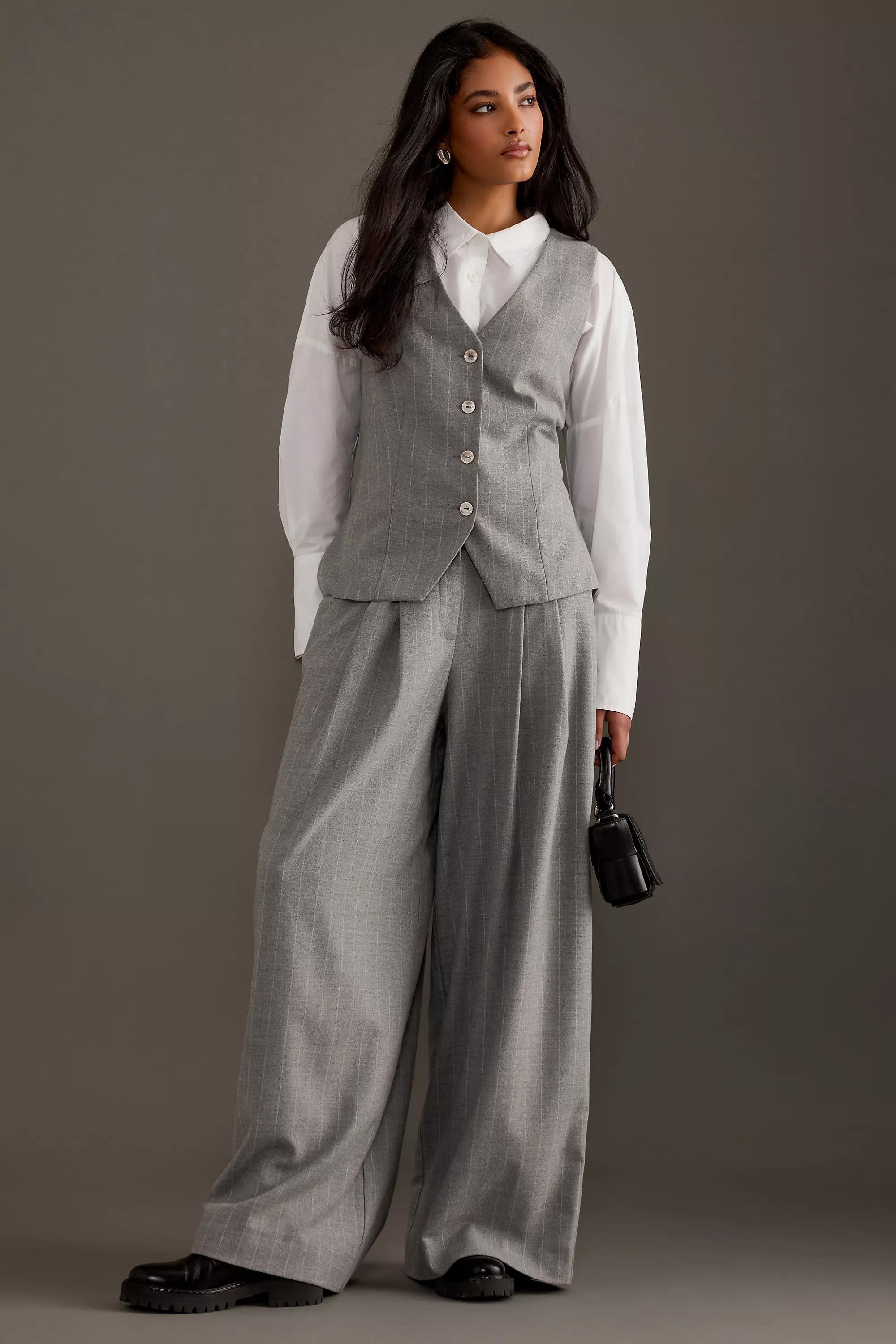 Luna Pinstripe Waistcoat, Grey, , large image number 4