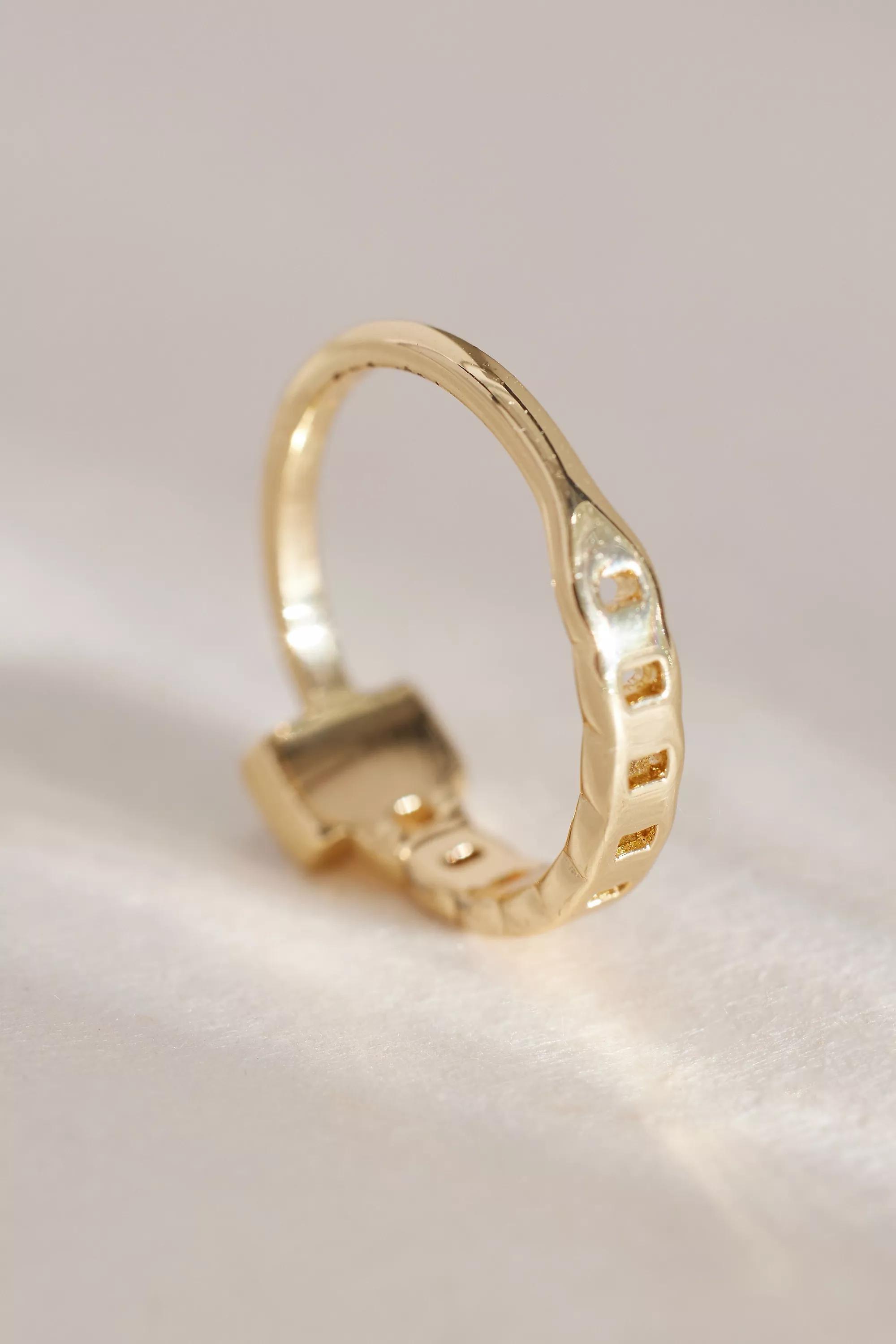 Square-Stone Link Ring, Gold, A501_0070, large image number 4