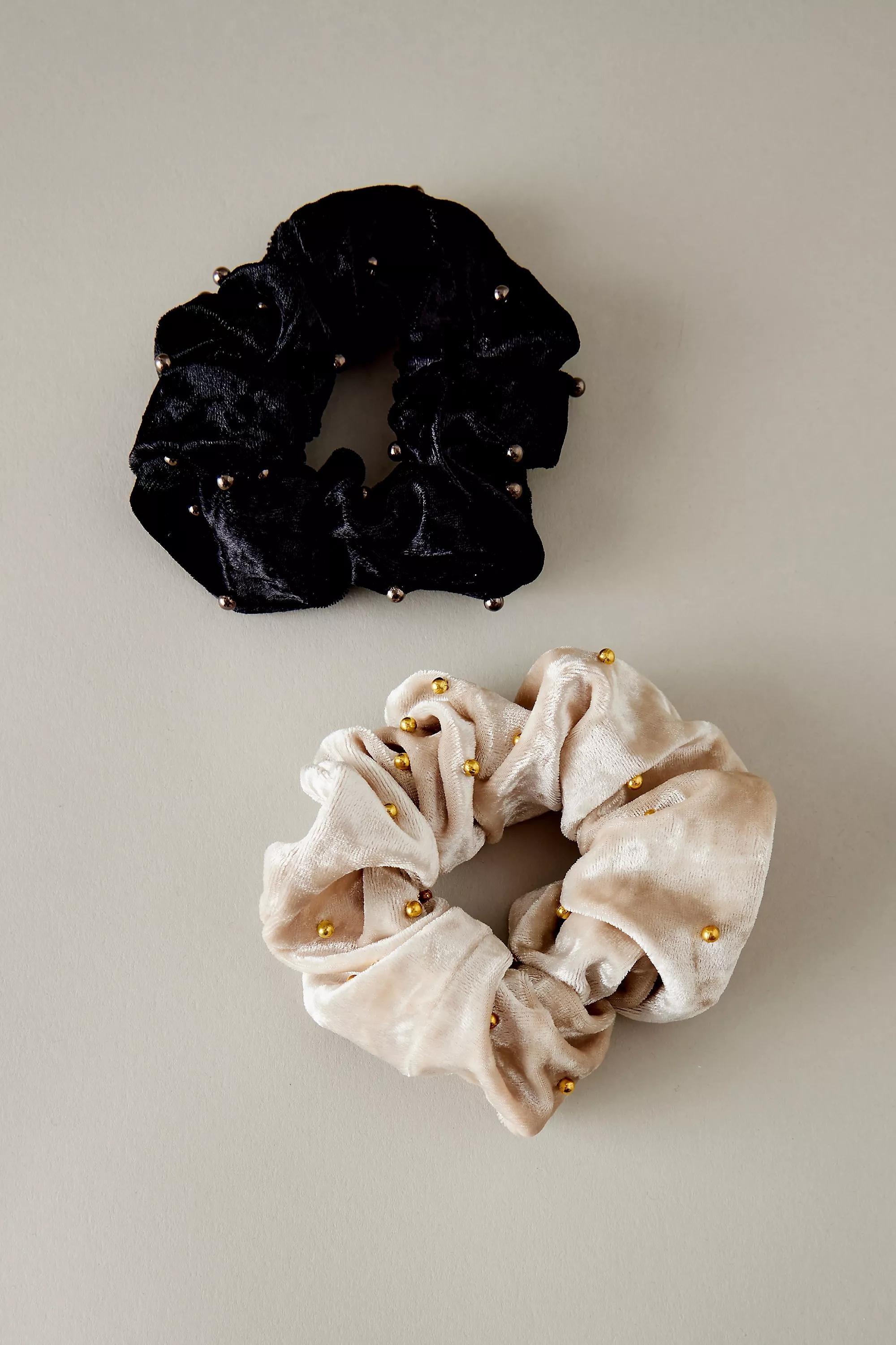 Set Of 2 Scrunchies, Cream, A501_0000, large image number 0