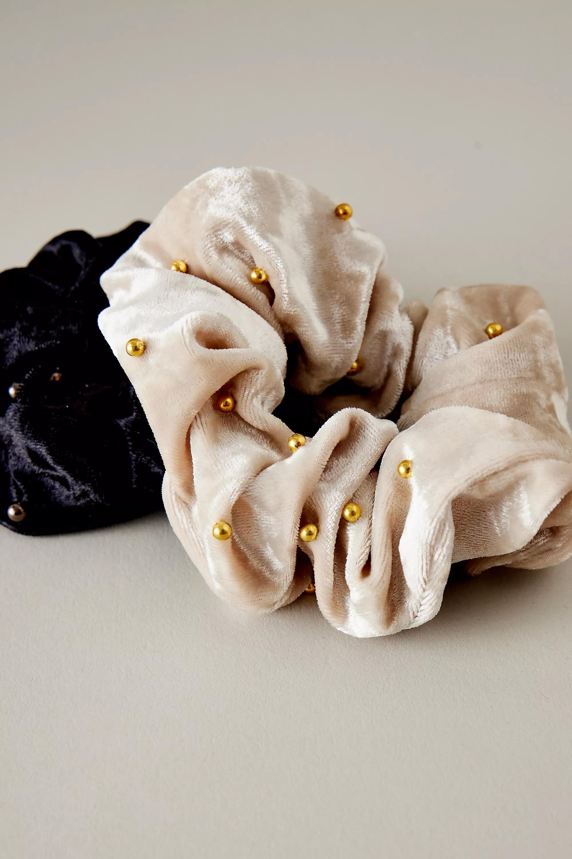 Set Of 2 Scrunchies, Cream, A501_0000, large image number 1