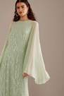 Anthropologie - Payal Jain Jacquard Batwing Sleeve Mini Dress, Green
