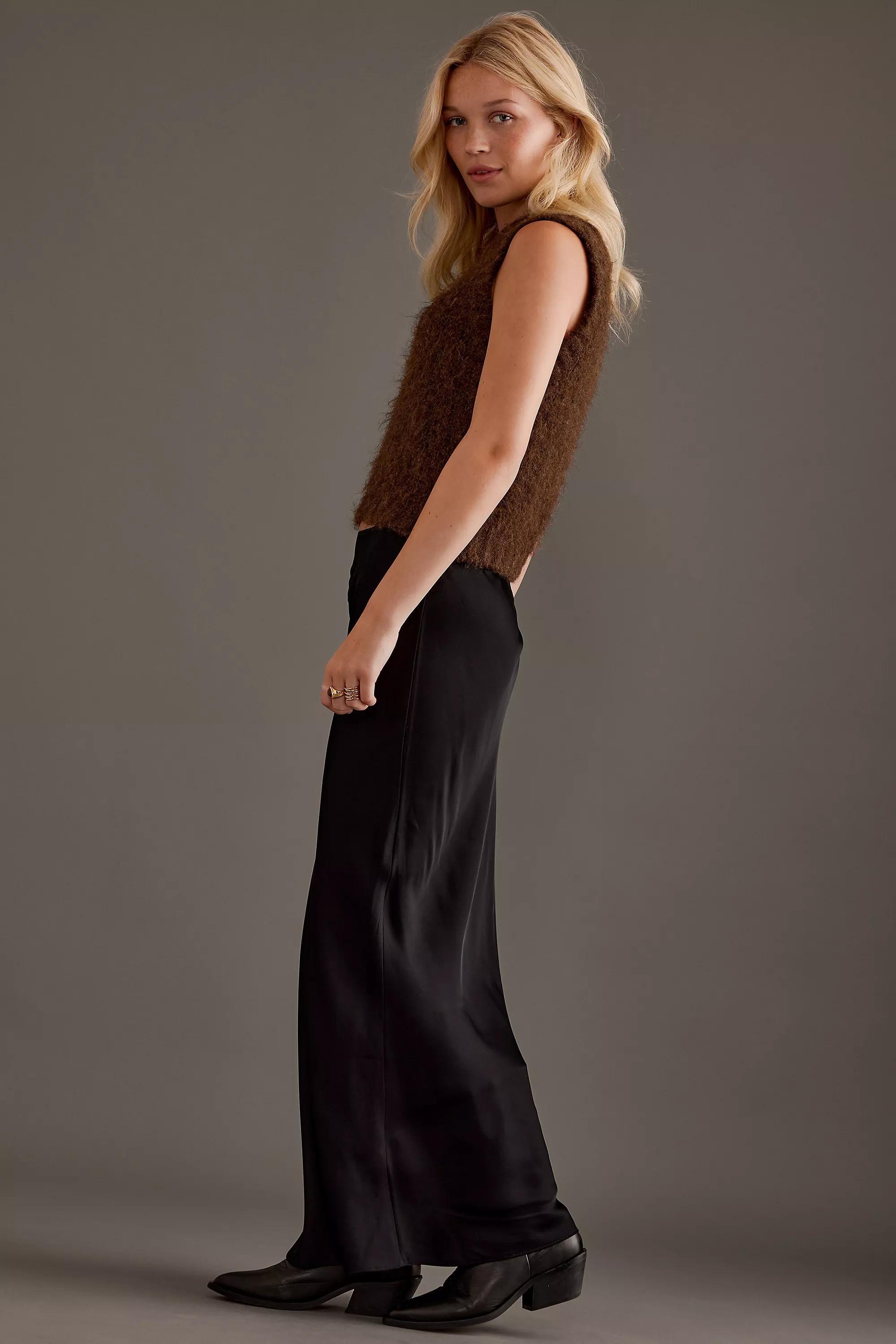 Satin Bias Maxi Slip Skirt, Black, , large image number 3