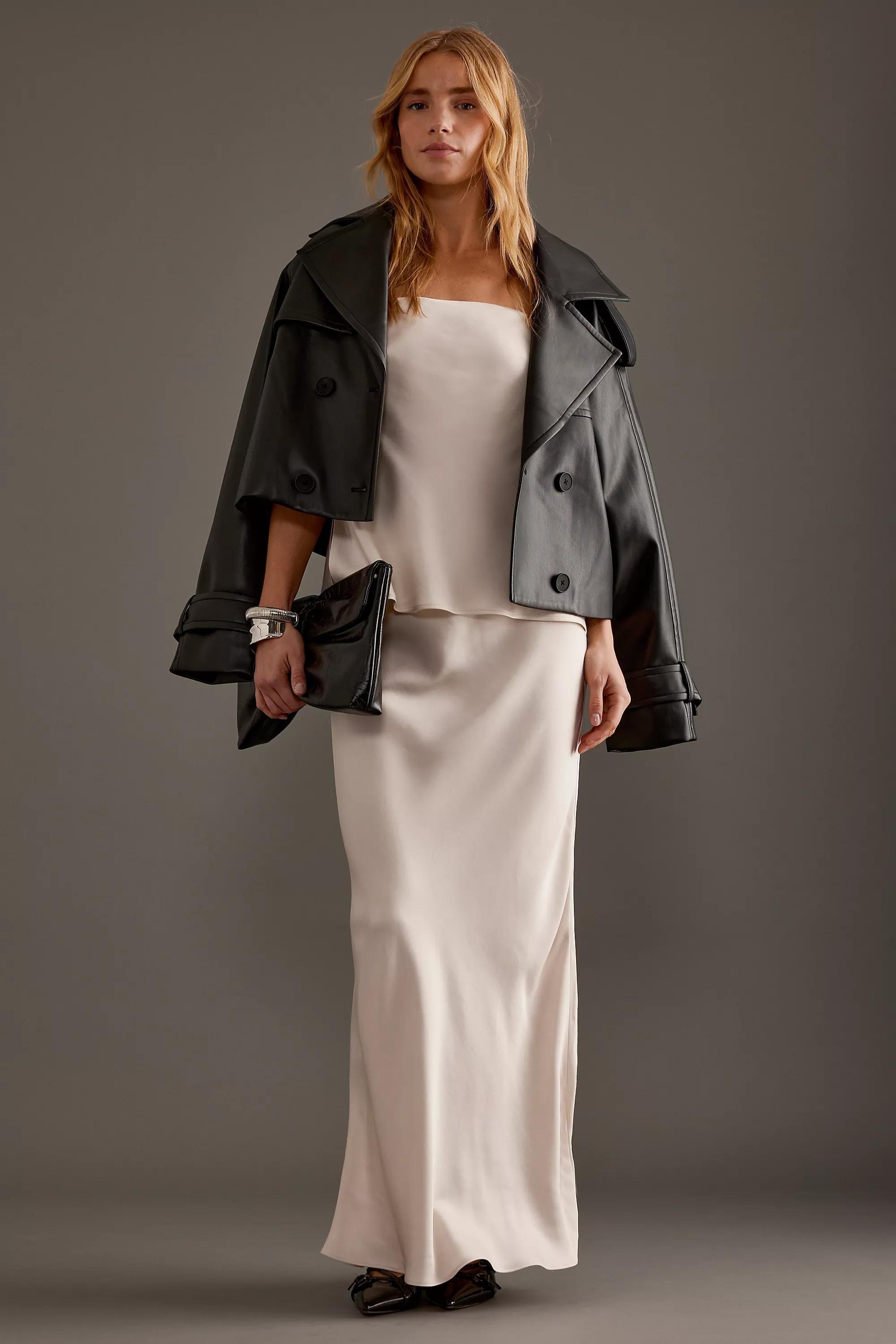 Anthropologie Plain Slip Party Maxi, Cream, , large image number 1