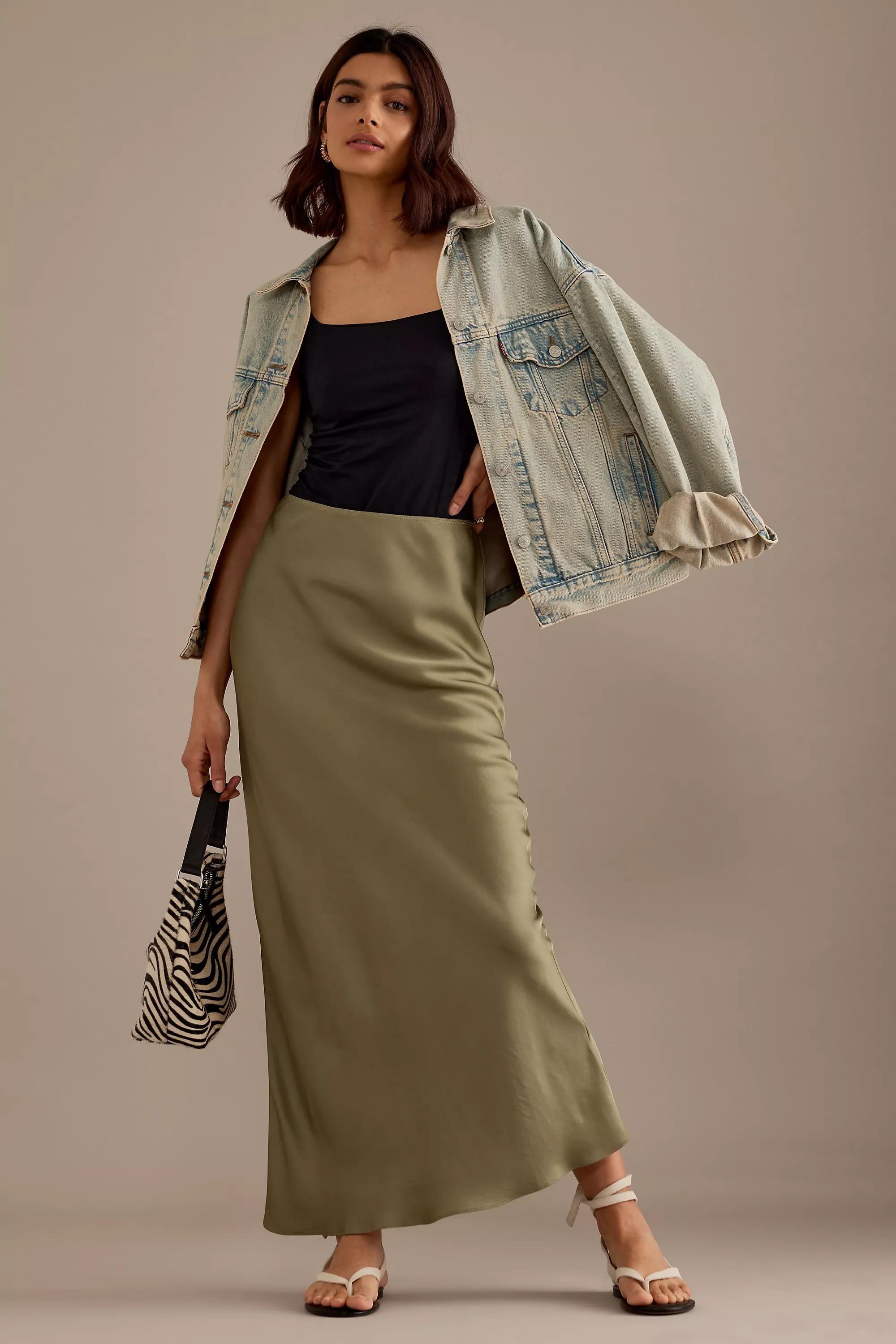 Anthropologie Plain Slip Brunch Maxi, Khaki, , large image number 0