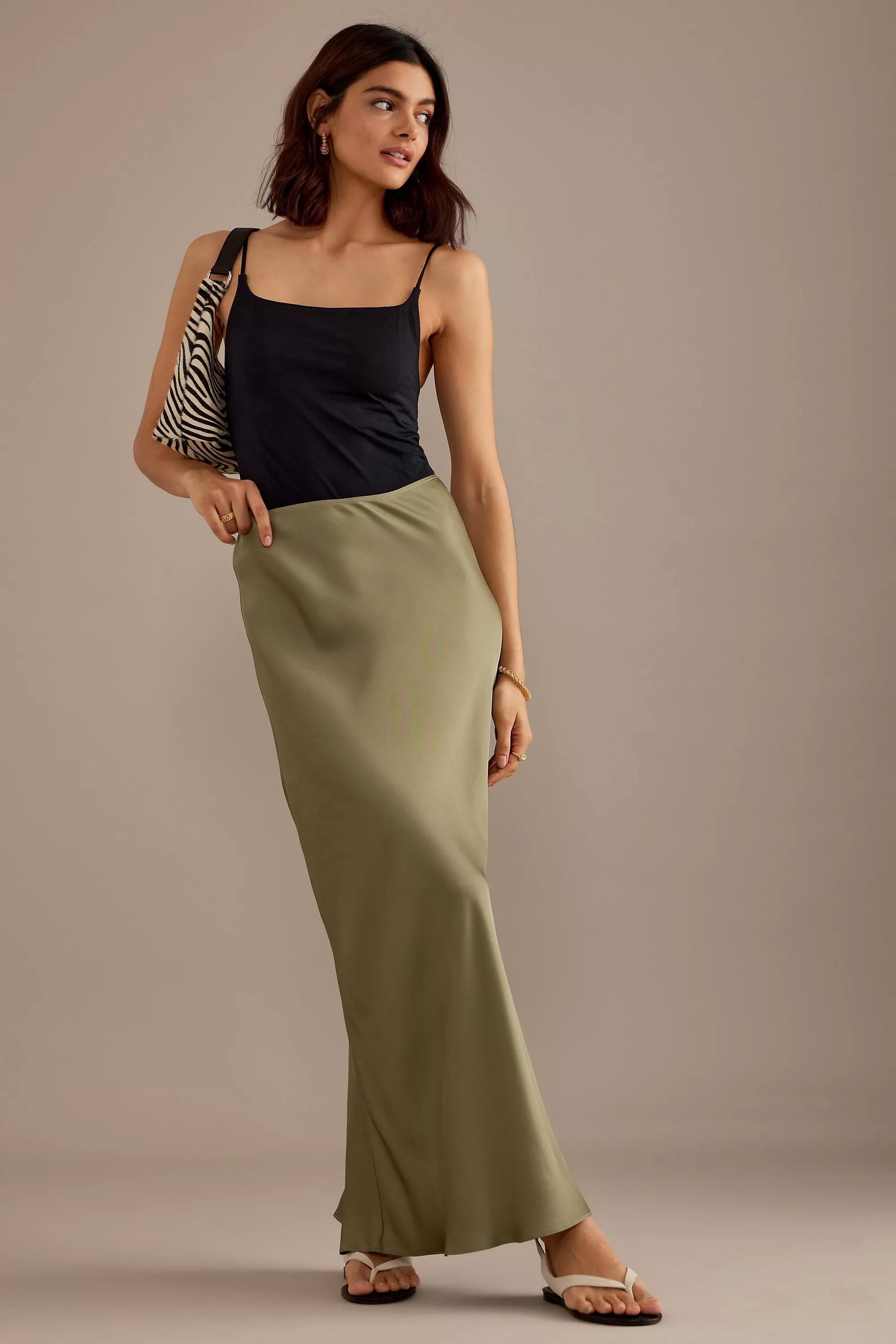 Anthropologie Plain Slip Brunch Maxi, Khaki, , large image number 1