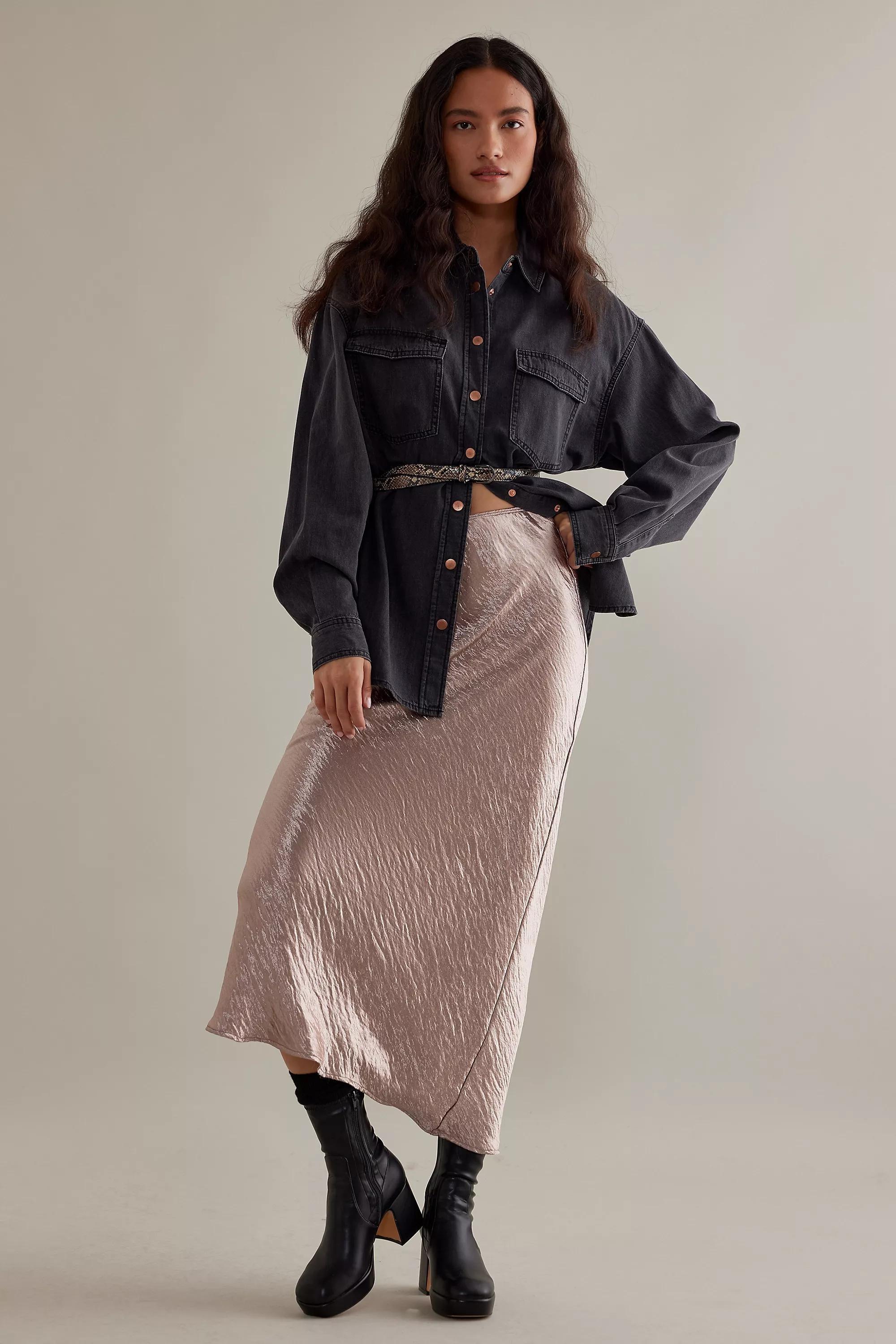 Satin Bias Maxi Slip Skirt, Pink, A501_0065, large image number 0