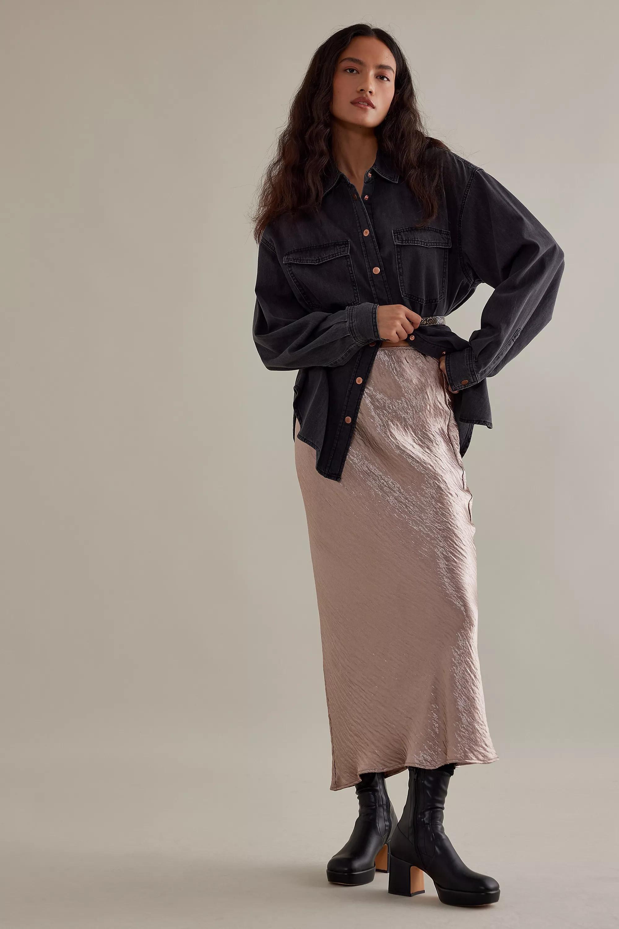 Satin Bias Maxi Slip Skirt, Pink, A501_0065, large image number 1