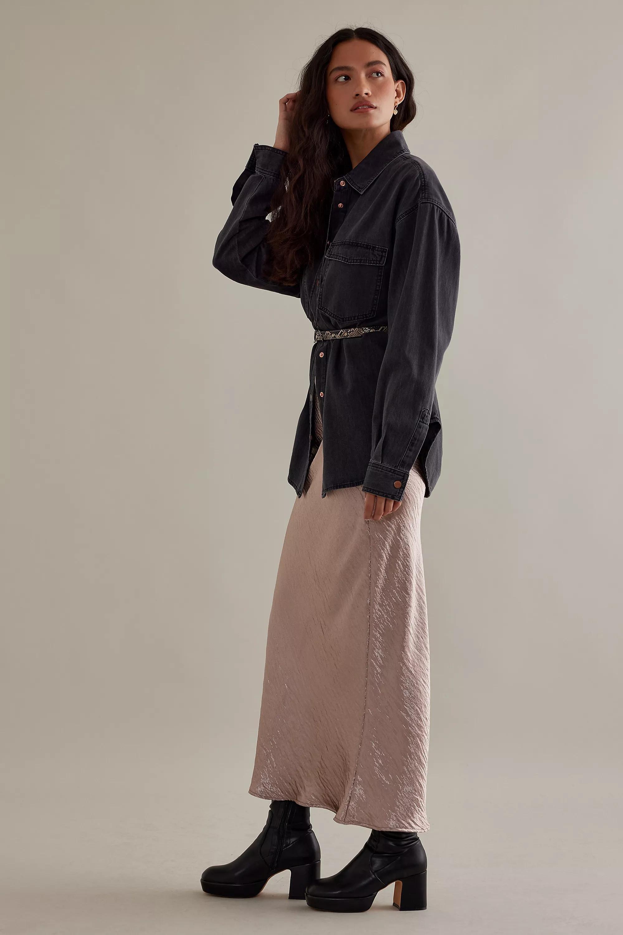 Satin Bias Maxi Slip Skirt, Pink, A501_0065, large image number 2