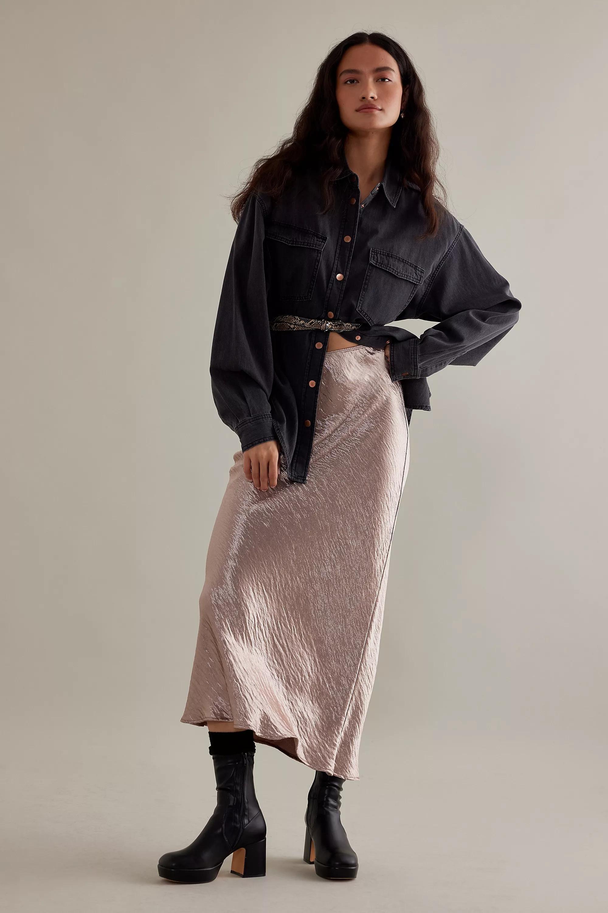 Satin Bias Maxi Slip Skirt, Pink, A501_0065, large image number 3