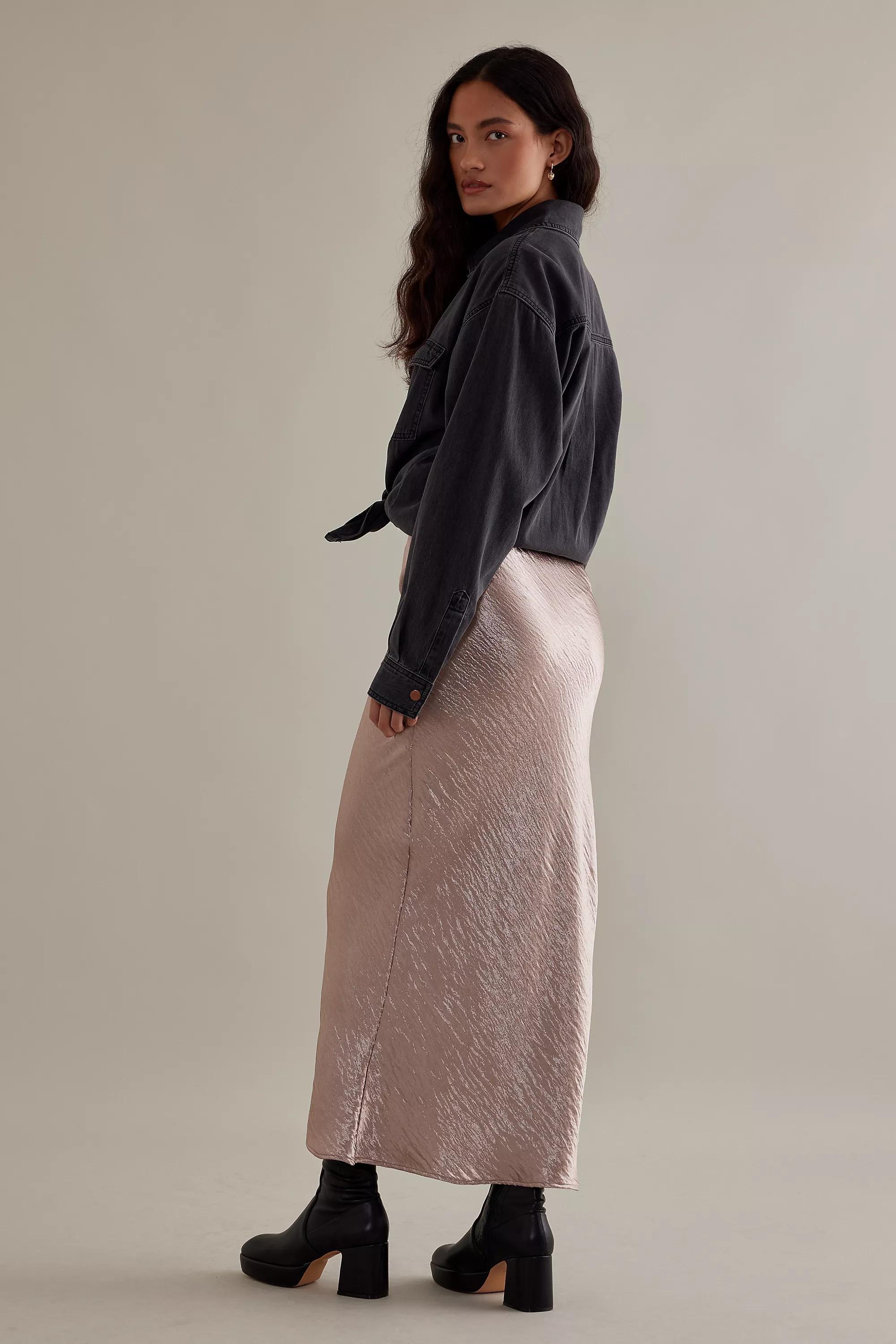 Satin Bias Maxi Slip Skirt, Pink, A501_0065, large image number 5