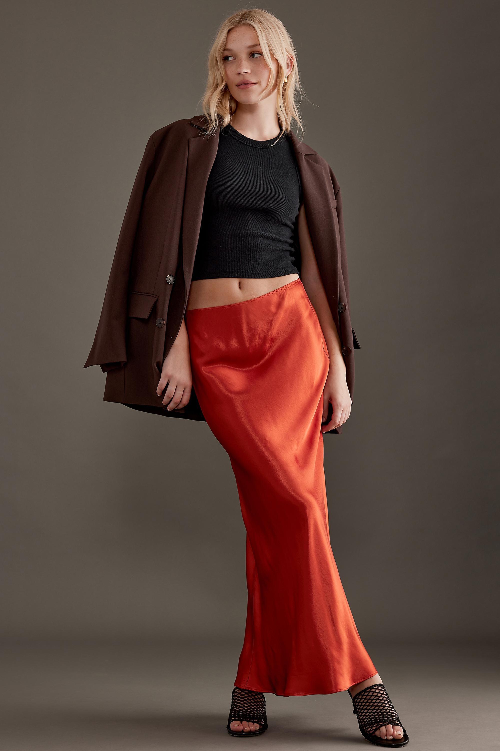 Maxi Slip Skirt, Orange, , large image number 0