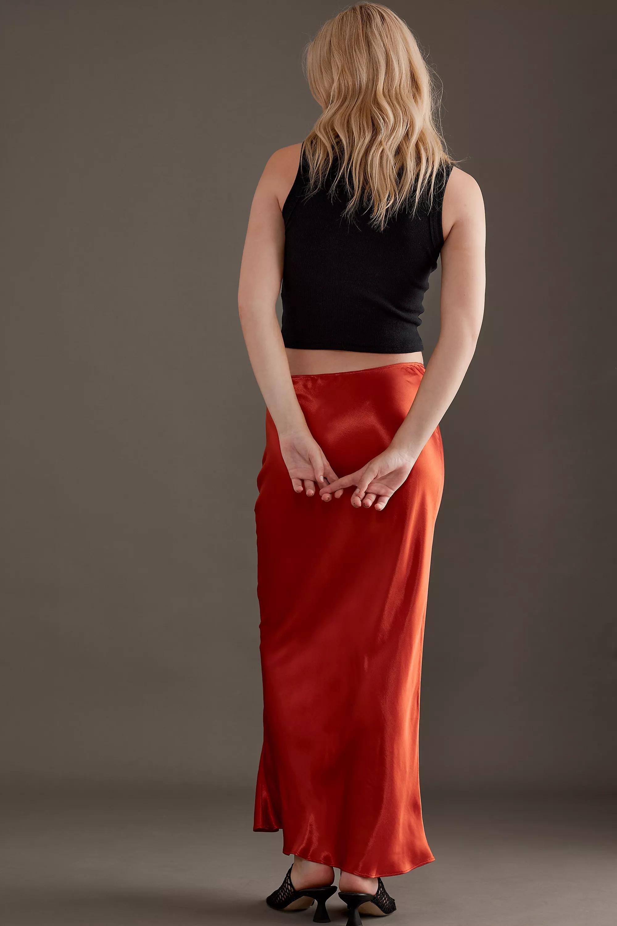 Maxi Slip Skirt, Orange, , large image number 1