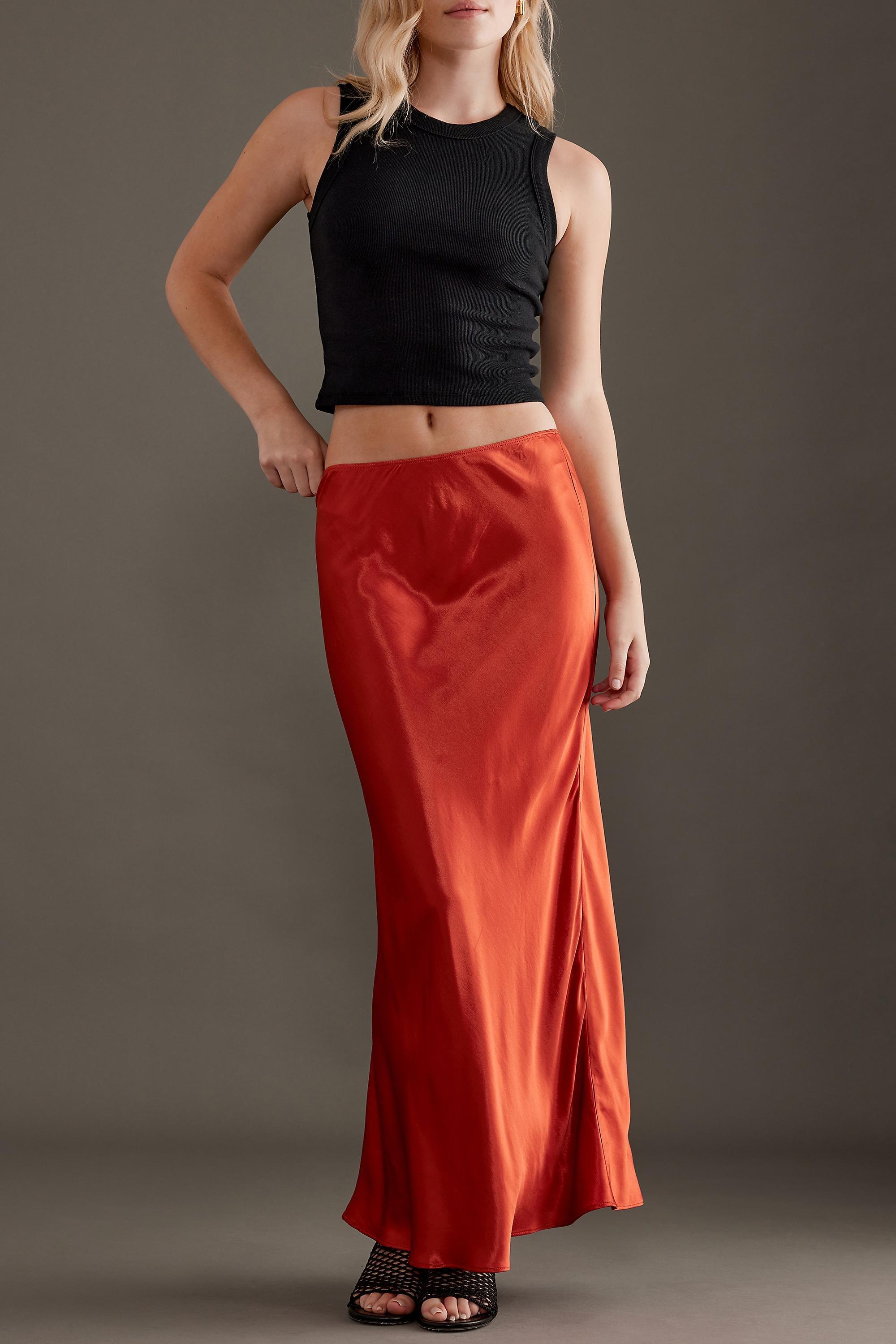 Maxi Slip Skirt, Orange, , large image number 4