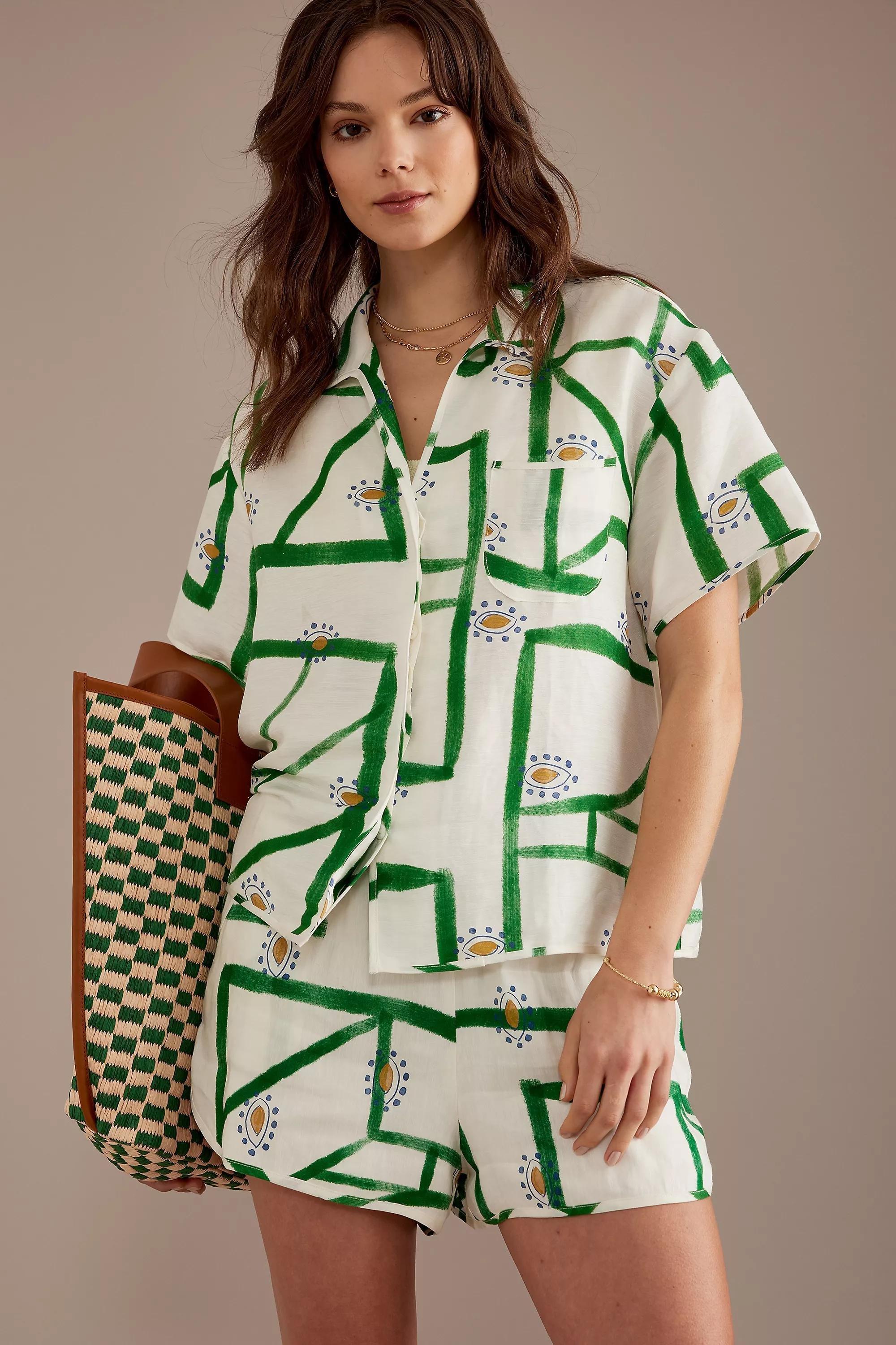 Sancia Short-Sleeve Shirt, Green, , large image number 0