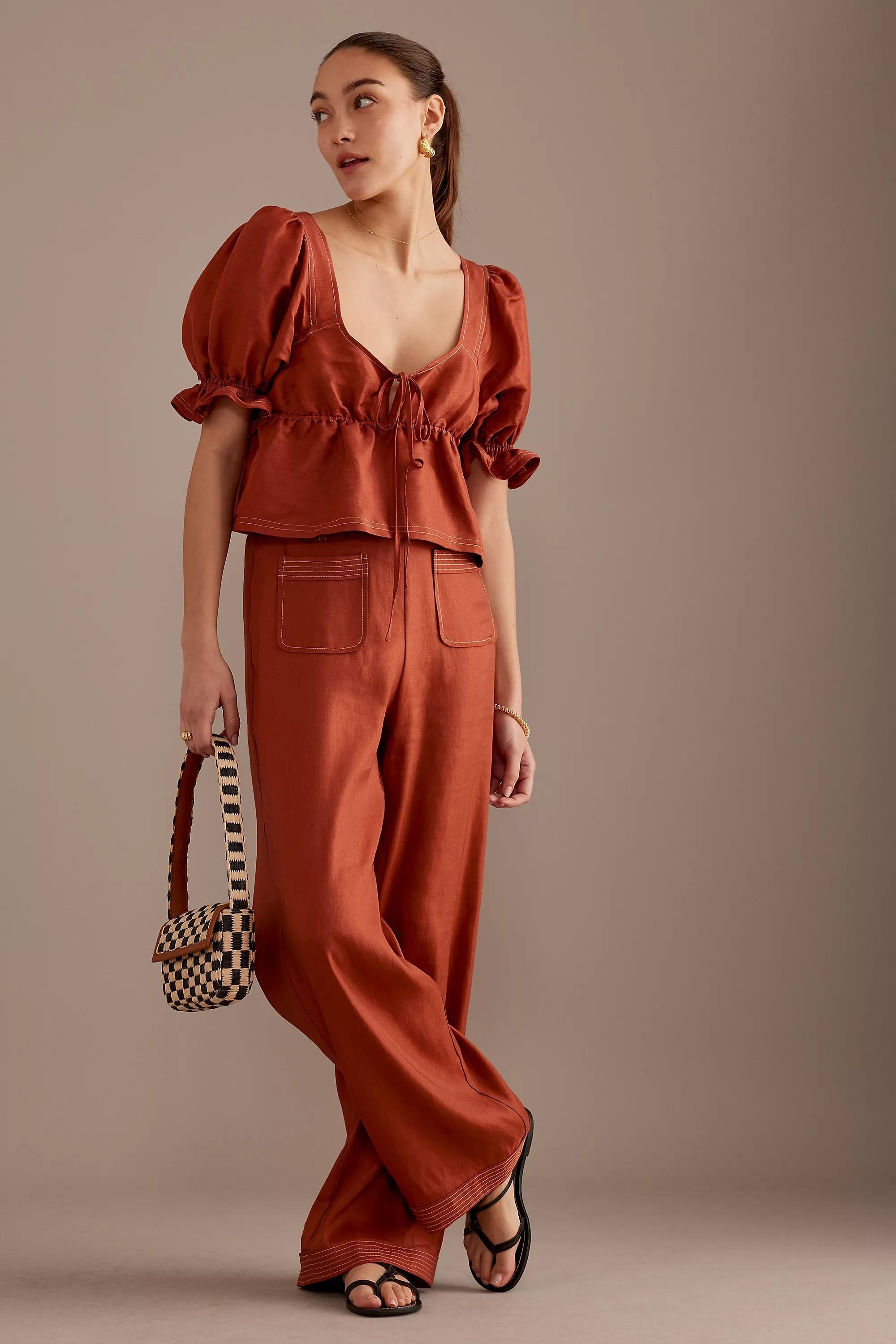 Sancia  Straight-Leg Trousers, Orange, , large image number 0