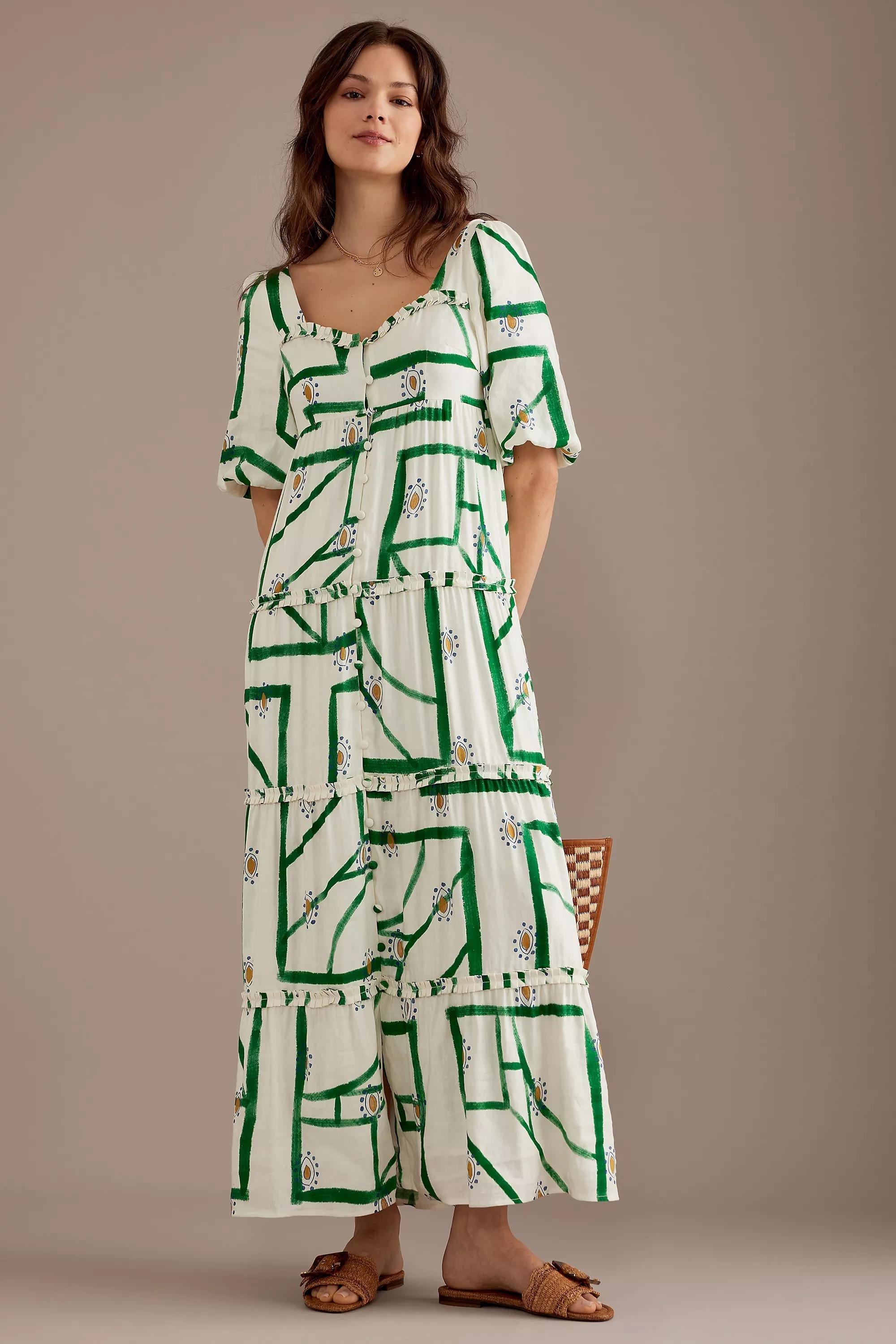 Sancia Harlow Tiered Maxi Dress, Green, , large image number 0