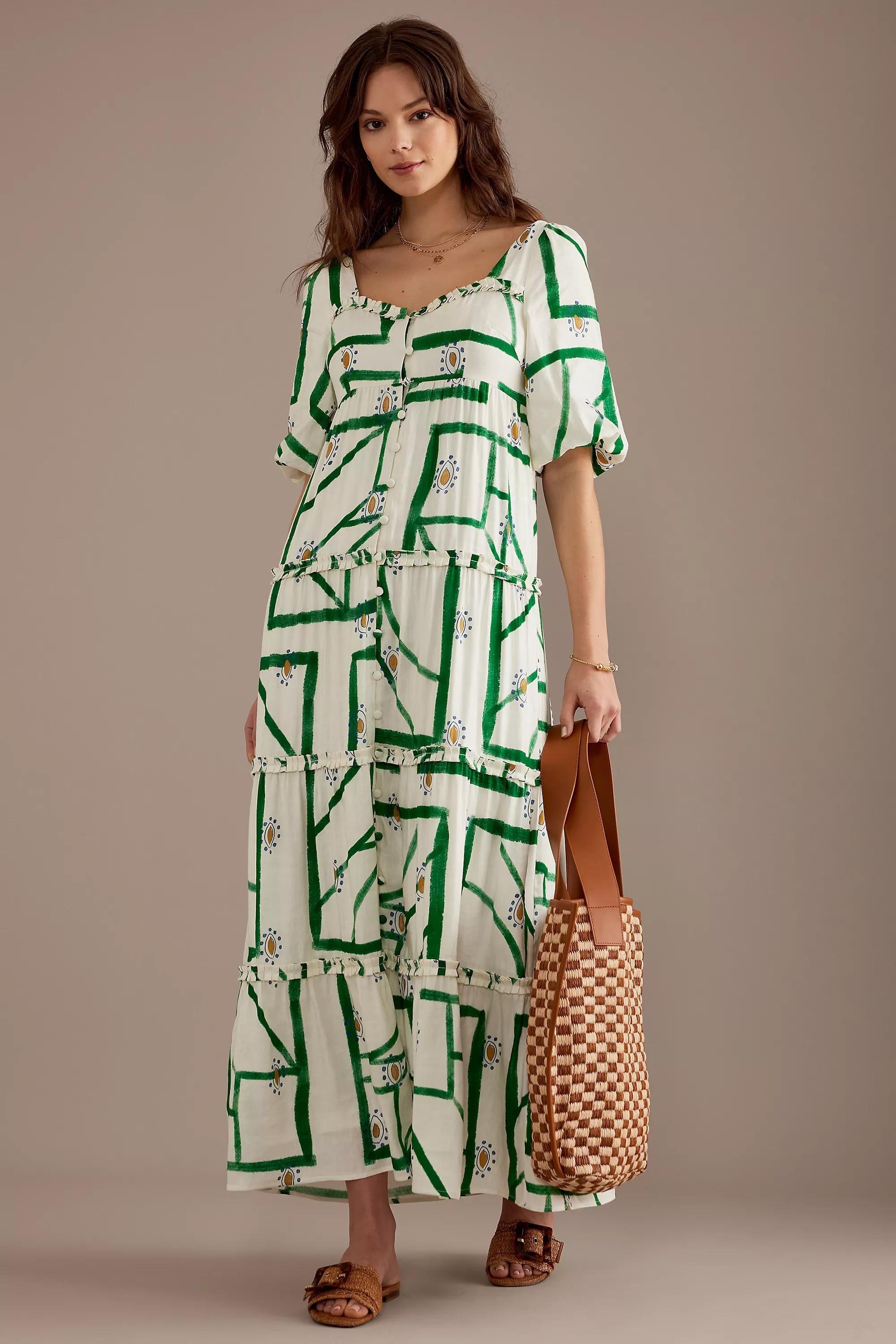 Anthropologie - Sancia Harlow Tiered Maxi Dress, Green