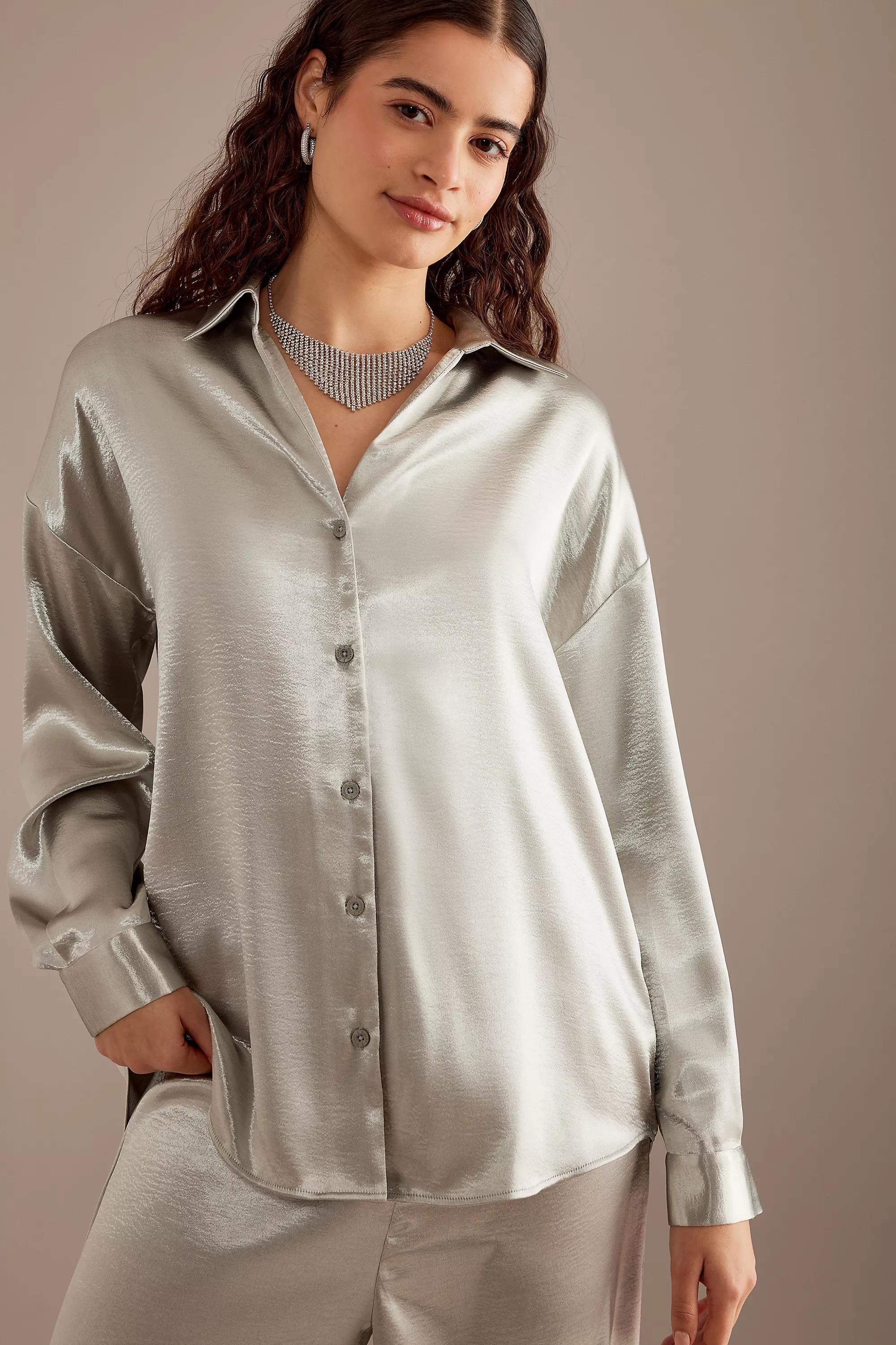 Guapa Button-down Shirt, Silver, , large image number 0