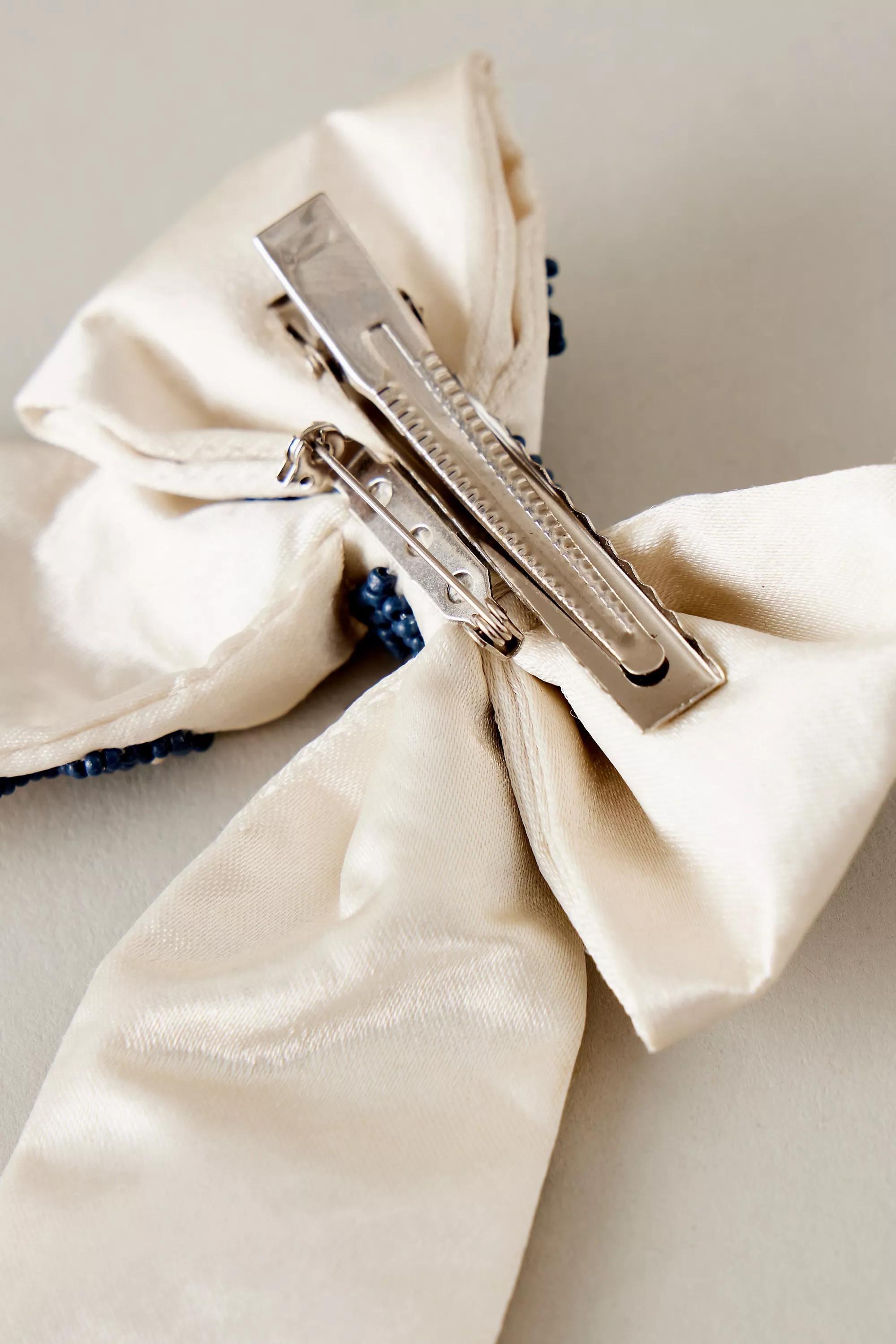 Becksondergaard Bead-Embellished Bow Barrette Hair Clip, Blue, A501_0040, large image number 2