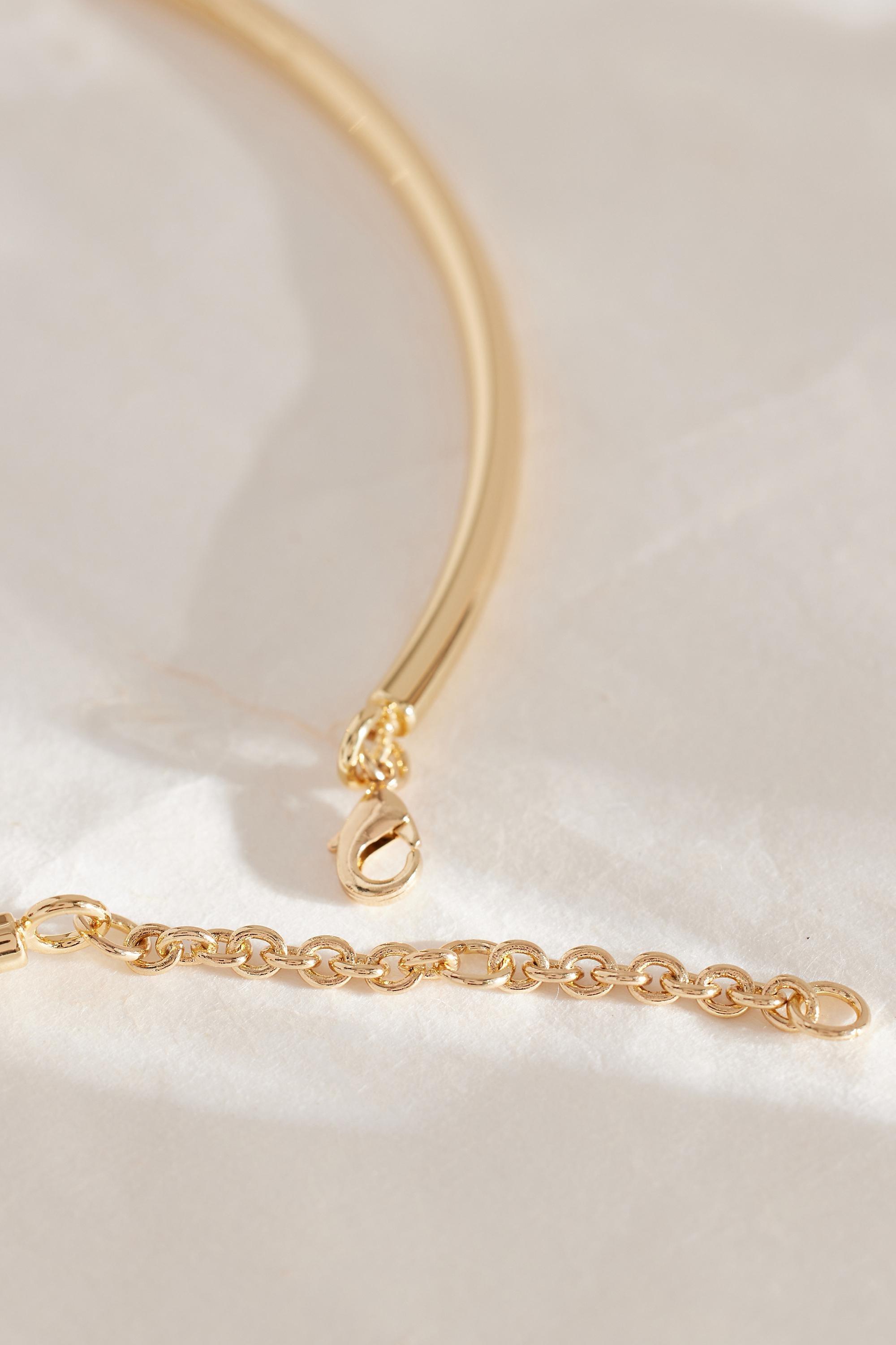 Sleek Choker Necklace, Gold, A501_0070, large image number 4