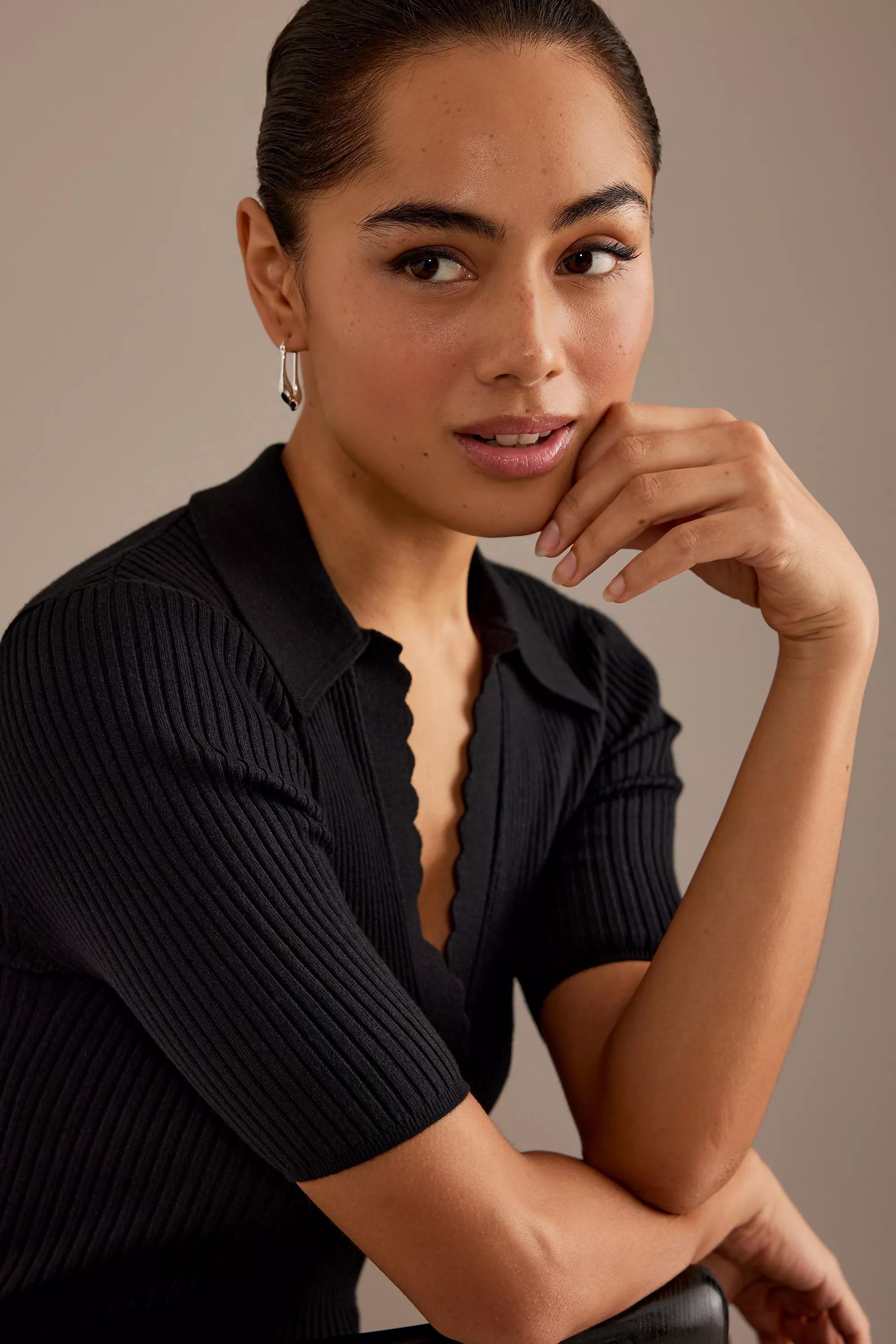 Organic Drop Hinge Hoop Earrings, Silver, A501_0007, large image number 3