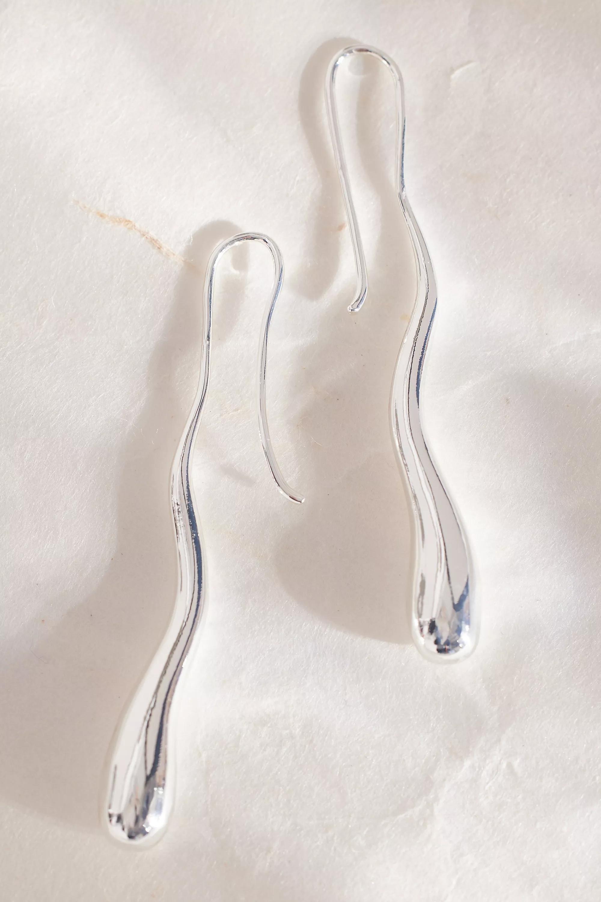 Slinky Teardrop Earrings, Silver, A501_0007, large image number 0